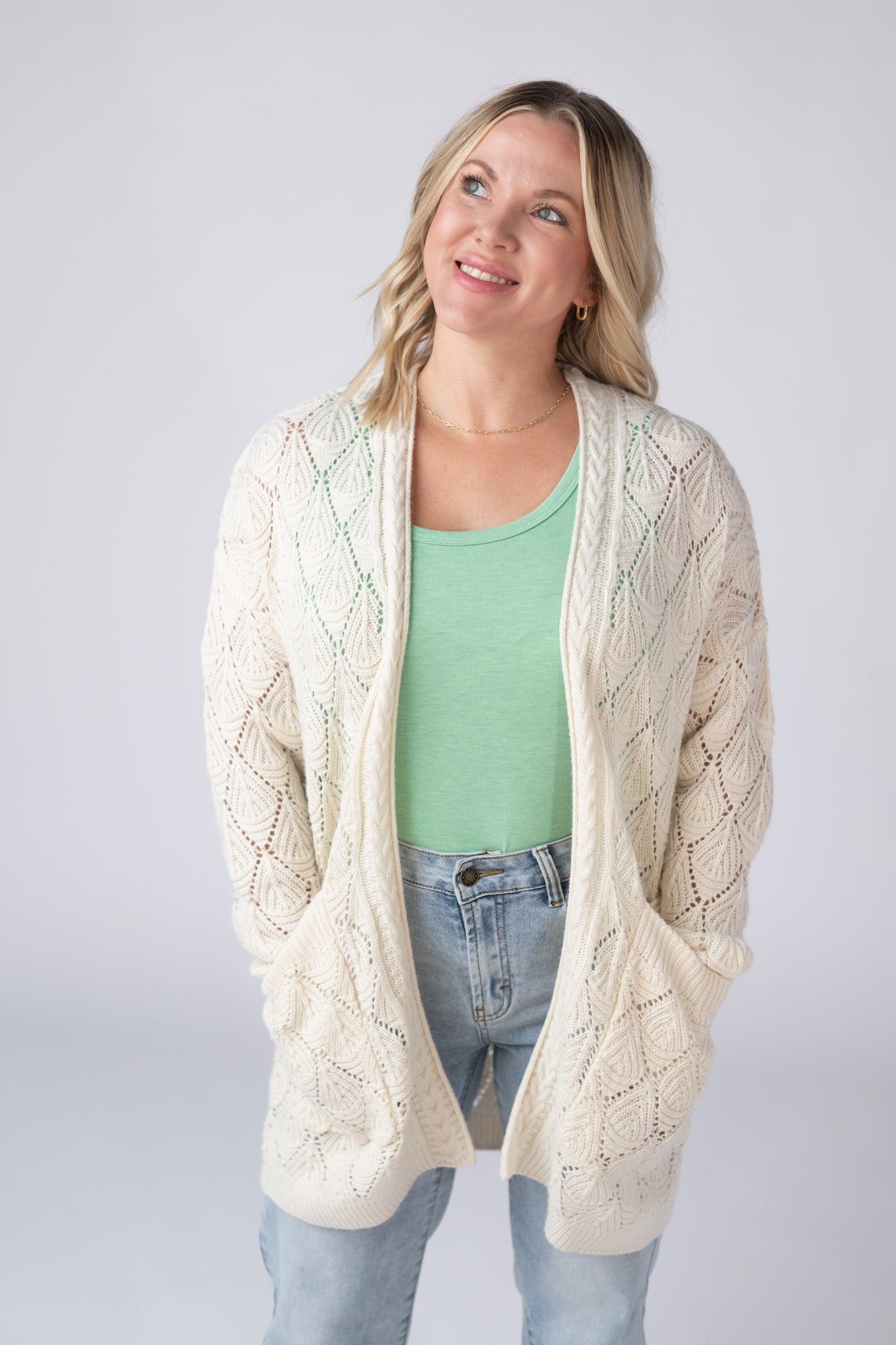 IN STOCK Open Knit Cardigan - Ivory