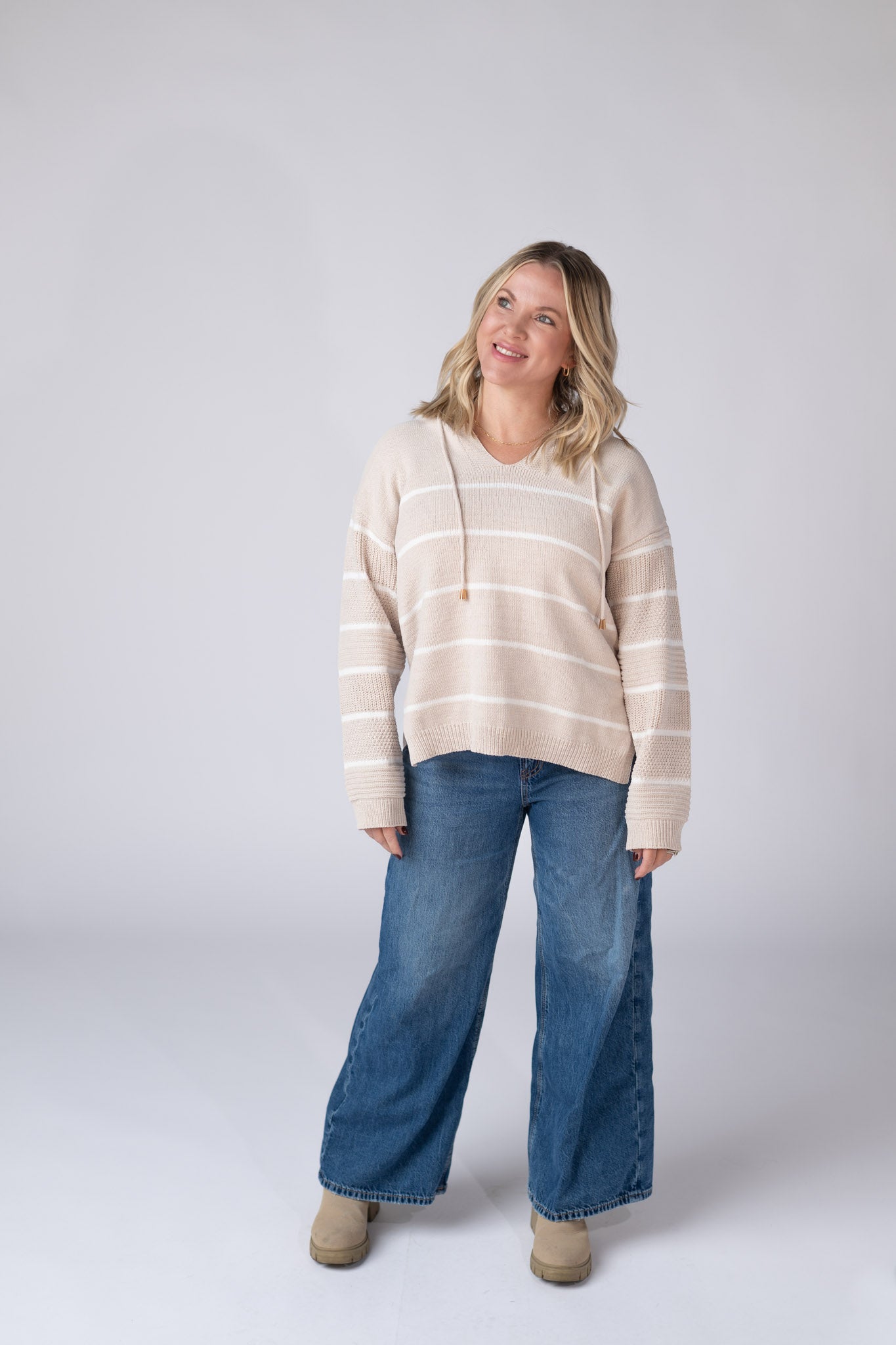 IN STOCK Maddie Striped Hoodie - Natural