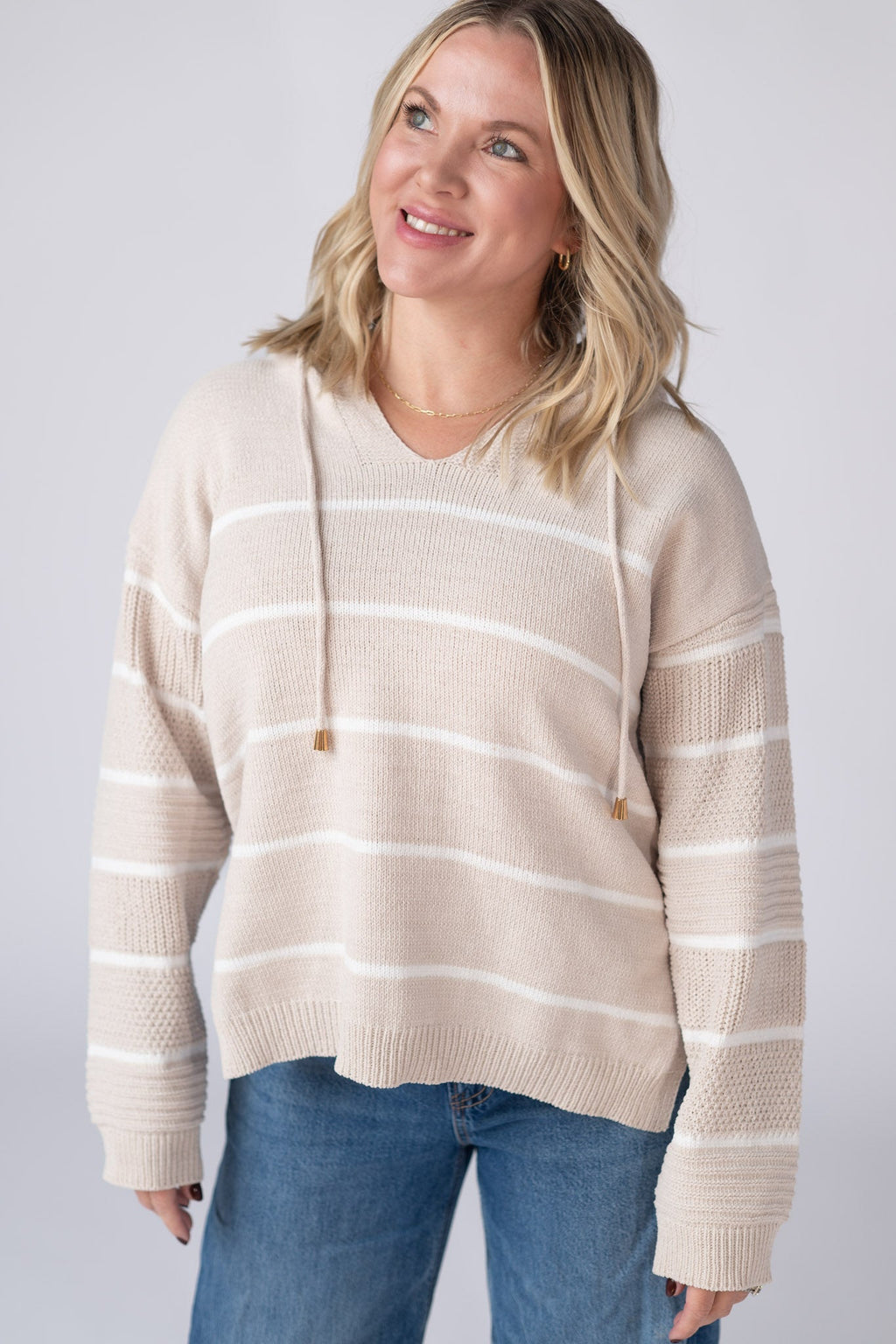 IN STOCK Maddie Striped Hoodie - Natural