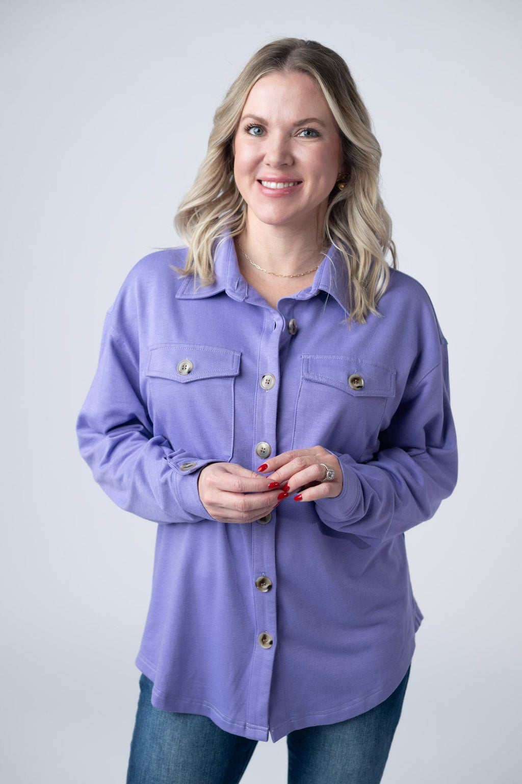 IN STOCK Brenna Button Down Top - Purple