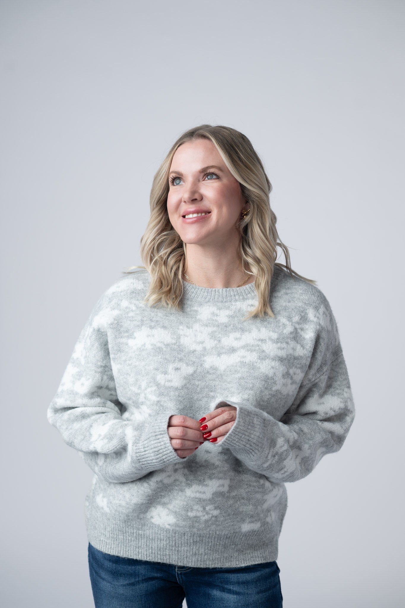 IN STOCK Floral Abstract Sweater - Grey