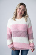 IN STOCK Cozy Block Sweater - VDay Stripes