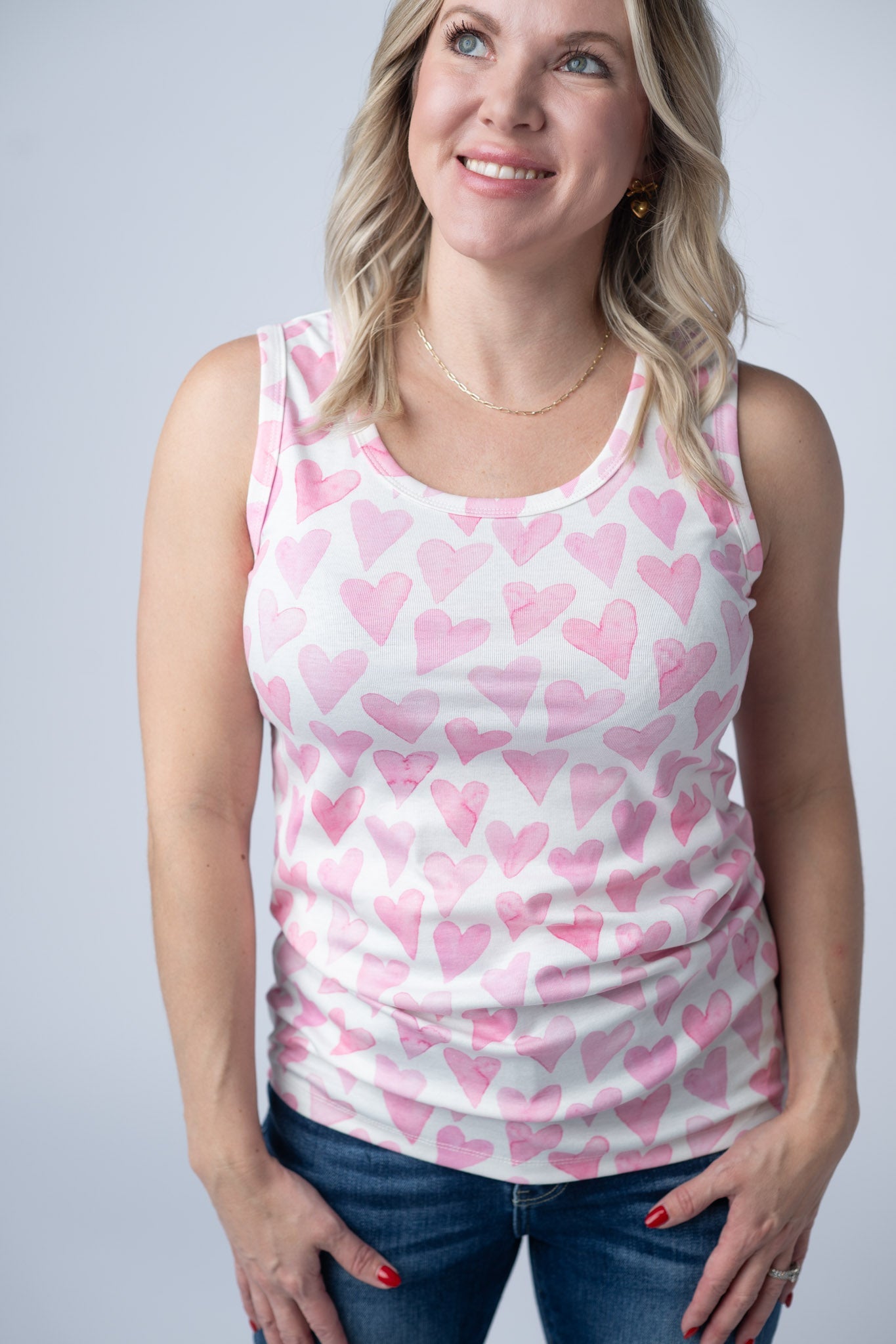 IN STOCK Ava Tank - Blushing Pink Hearts