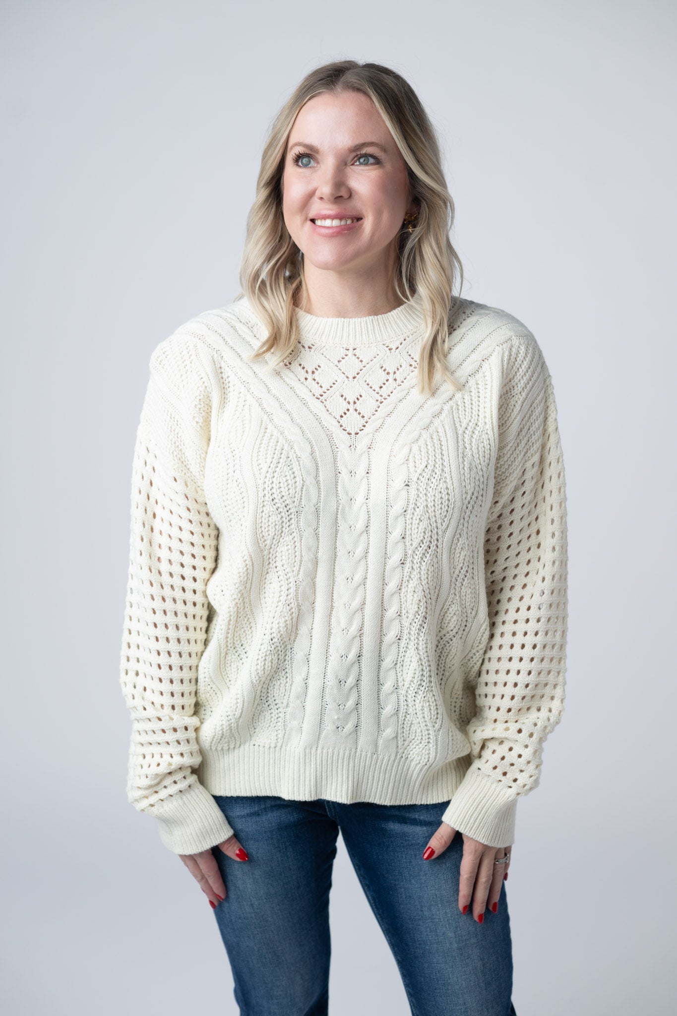 IN STOCK Jasmine Open Knit Sweater - Ivory