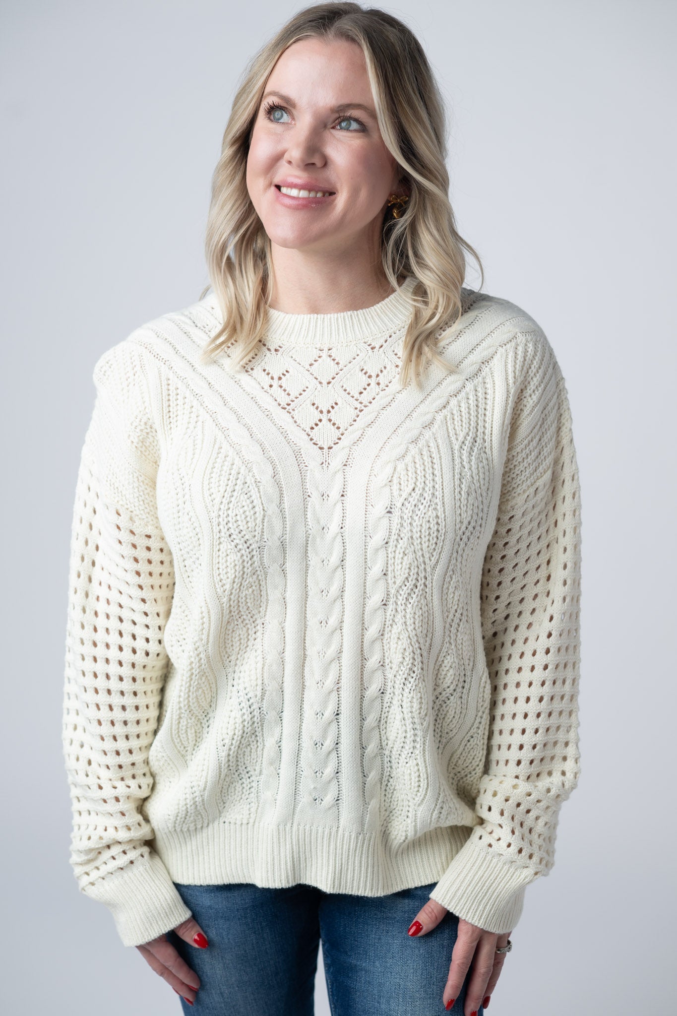 IN STOCK Jasmine Open Knit Sweater - Ivory