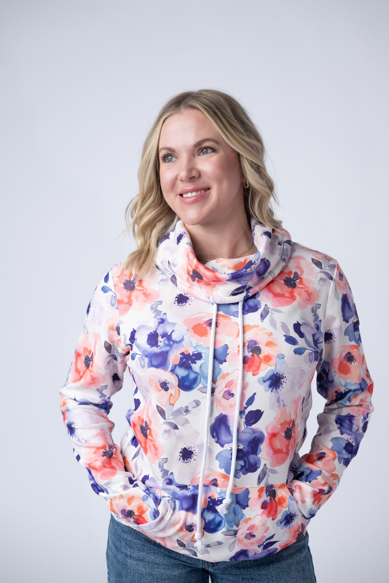 IN STOCK Soft Funnel Neck - Sunset Watercolor Floral