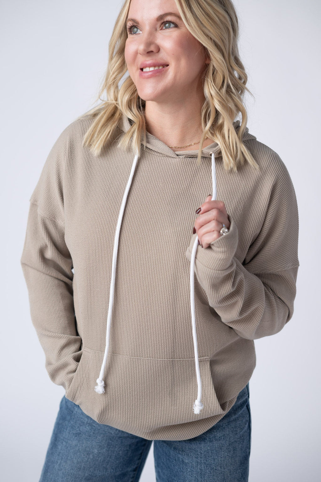 IN STOCK Kacey Ribbed Hoodie - Mocha