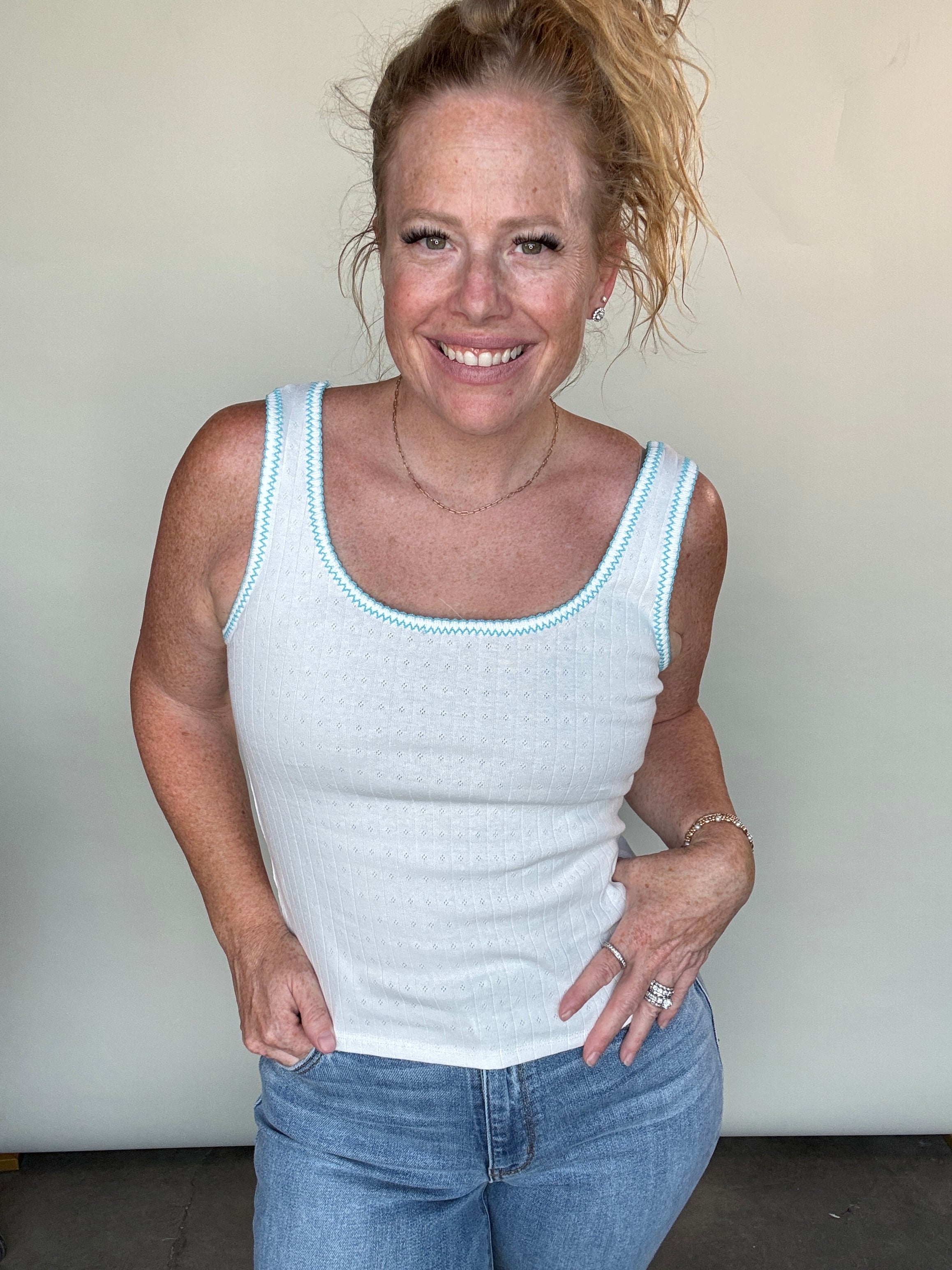 Stitched In Love Tank by White Birch