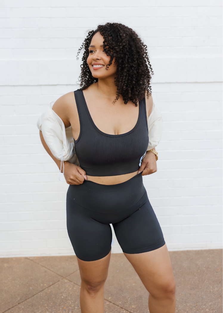 Elietian Ribbed Seamless Padded Bra