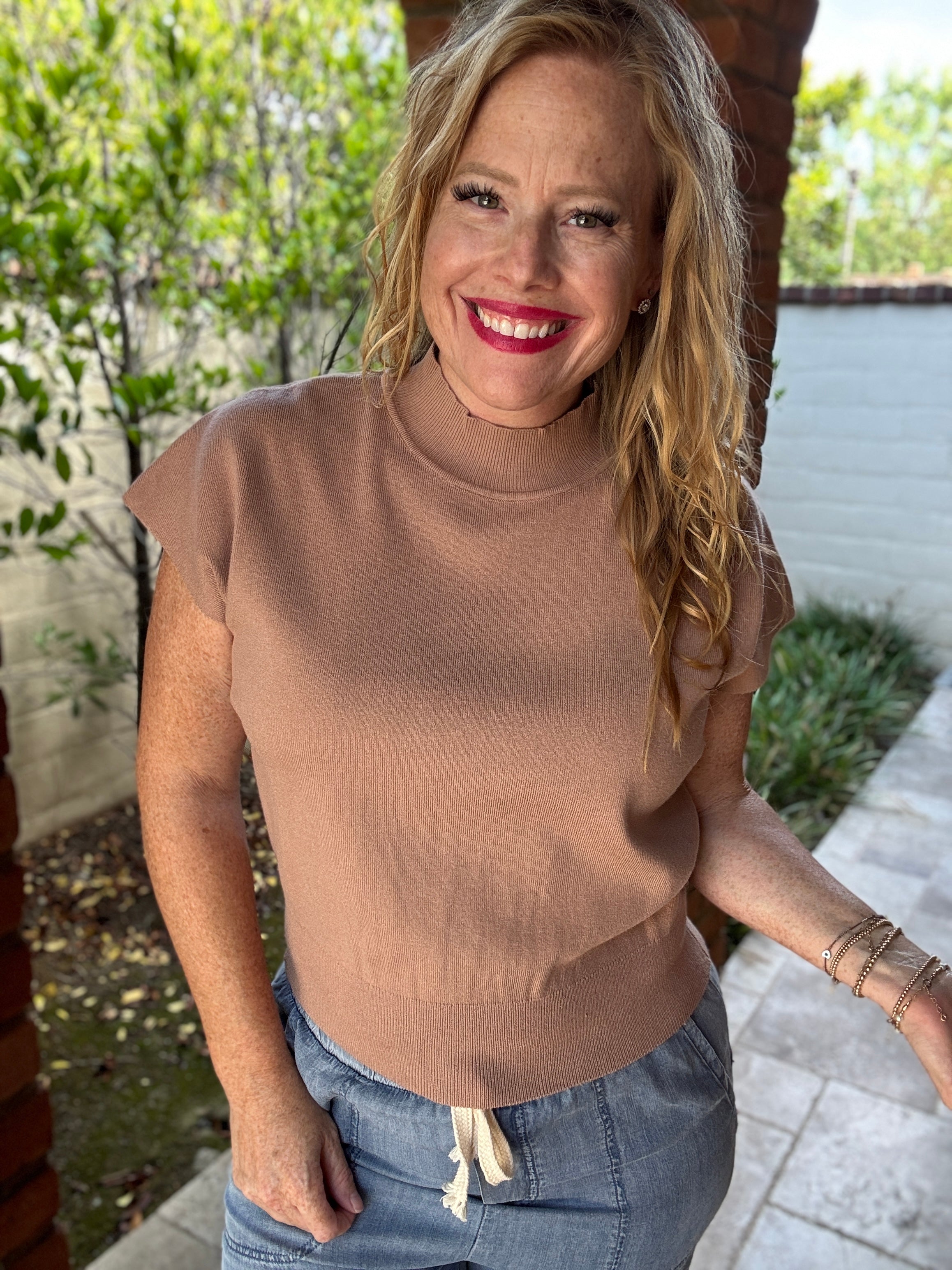Cap Sleeve High Neck Top by Sew In Love