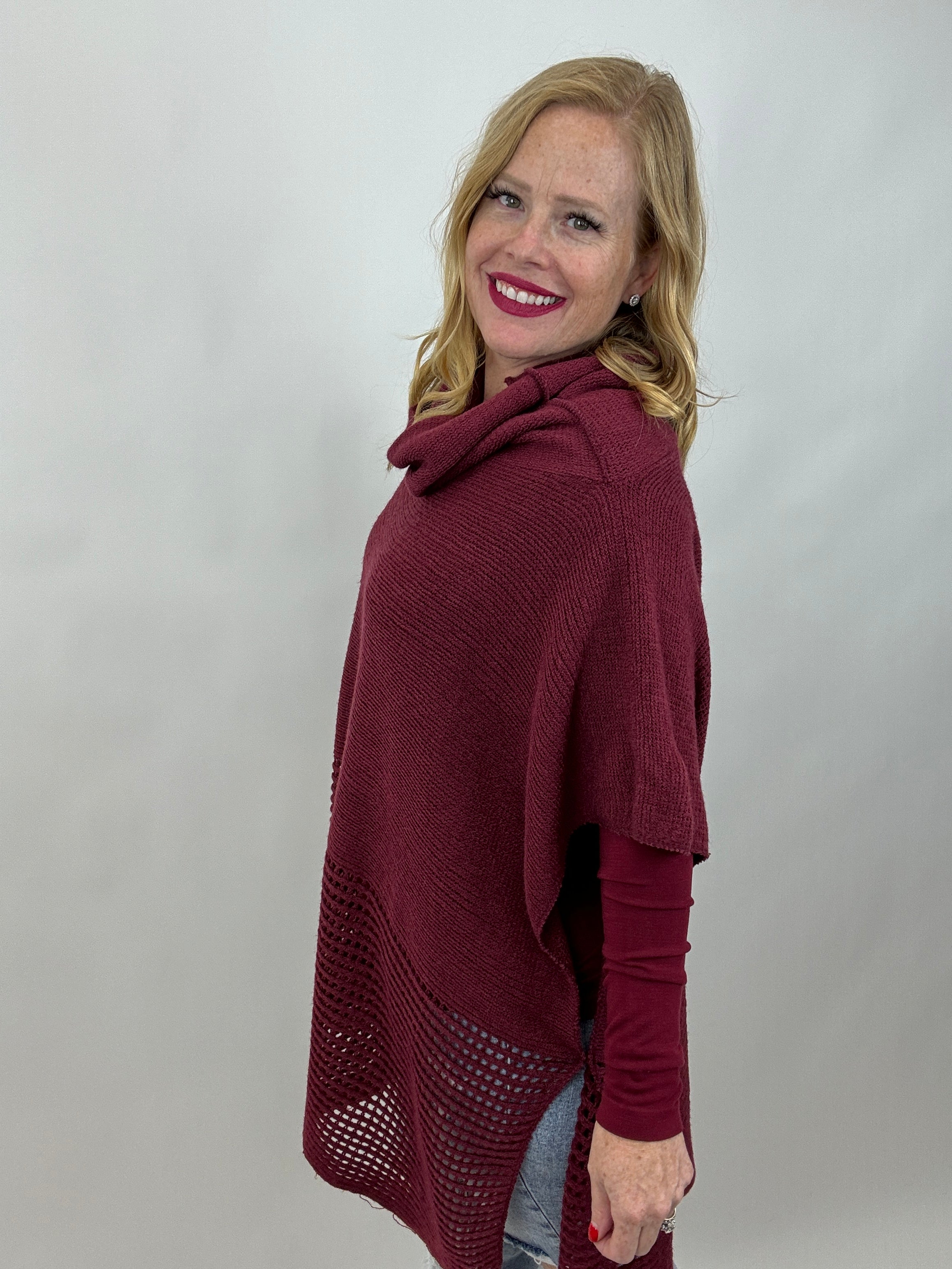 Sugar & Spice Cowl Neck Poncho