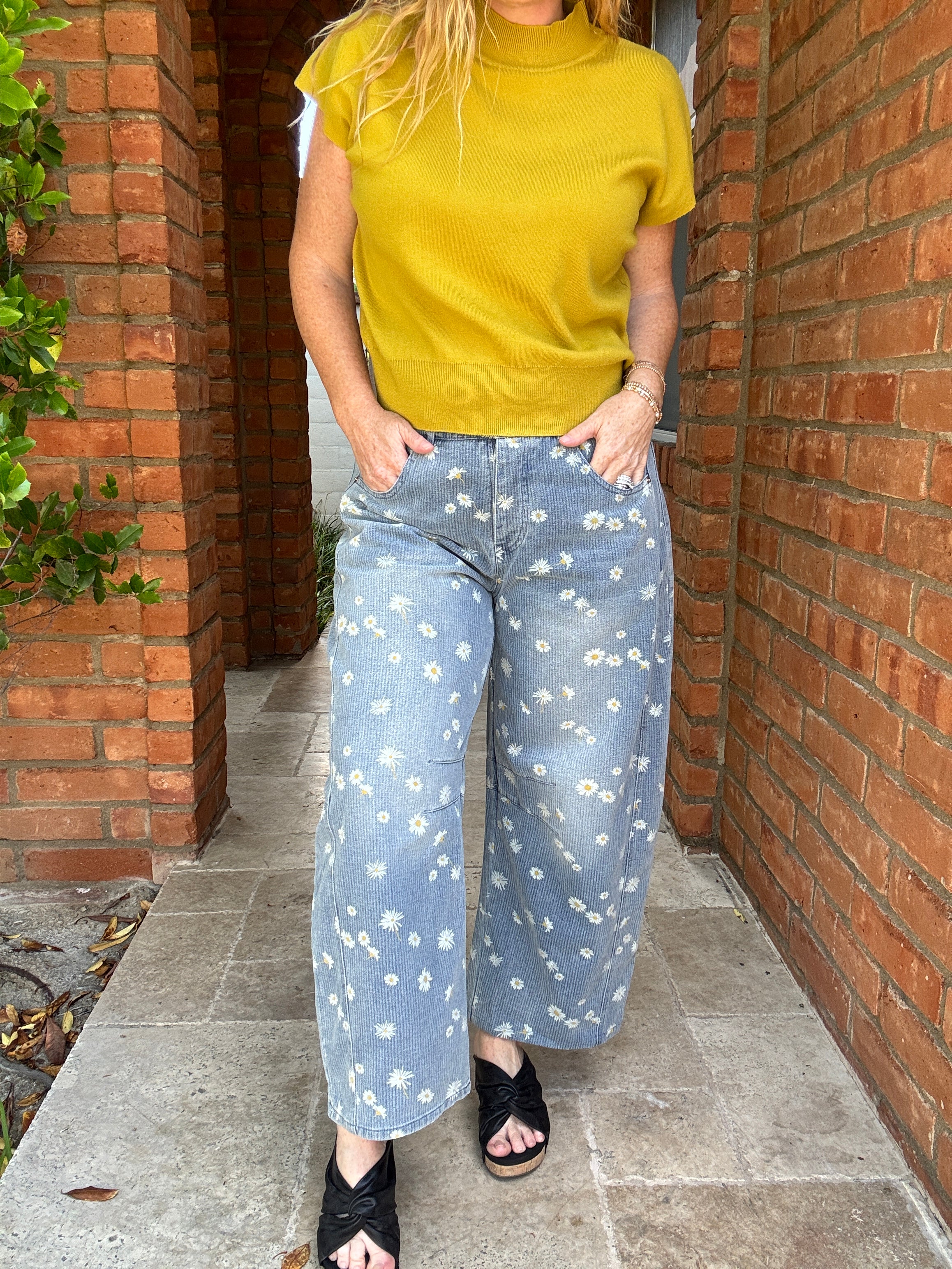 Wide Leg Floral Jeans by Sew In Love