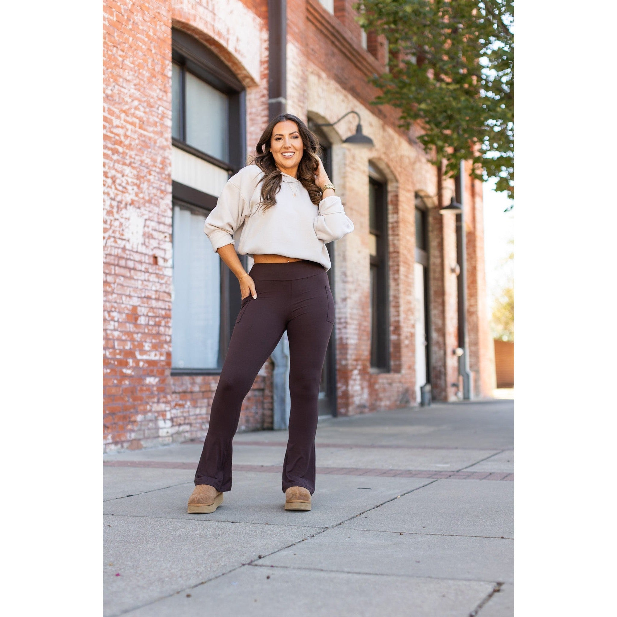 The Brandy - Brown Flare Leggings WITH POCKETS - Luxe Leggings by Julia Rose®