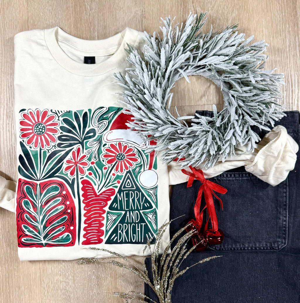 Merry and Bright Collage Long or Short Sleeve Tee