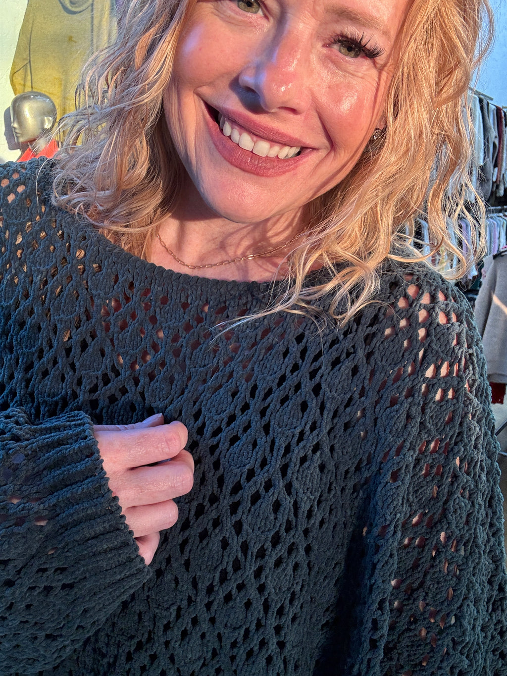 Patience Emerald Crochet Sweater