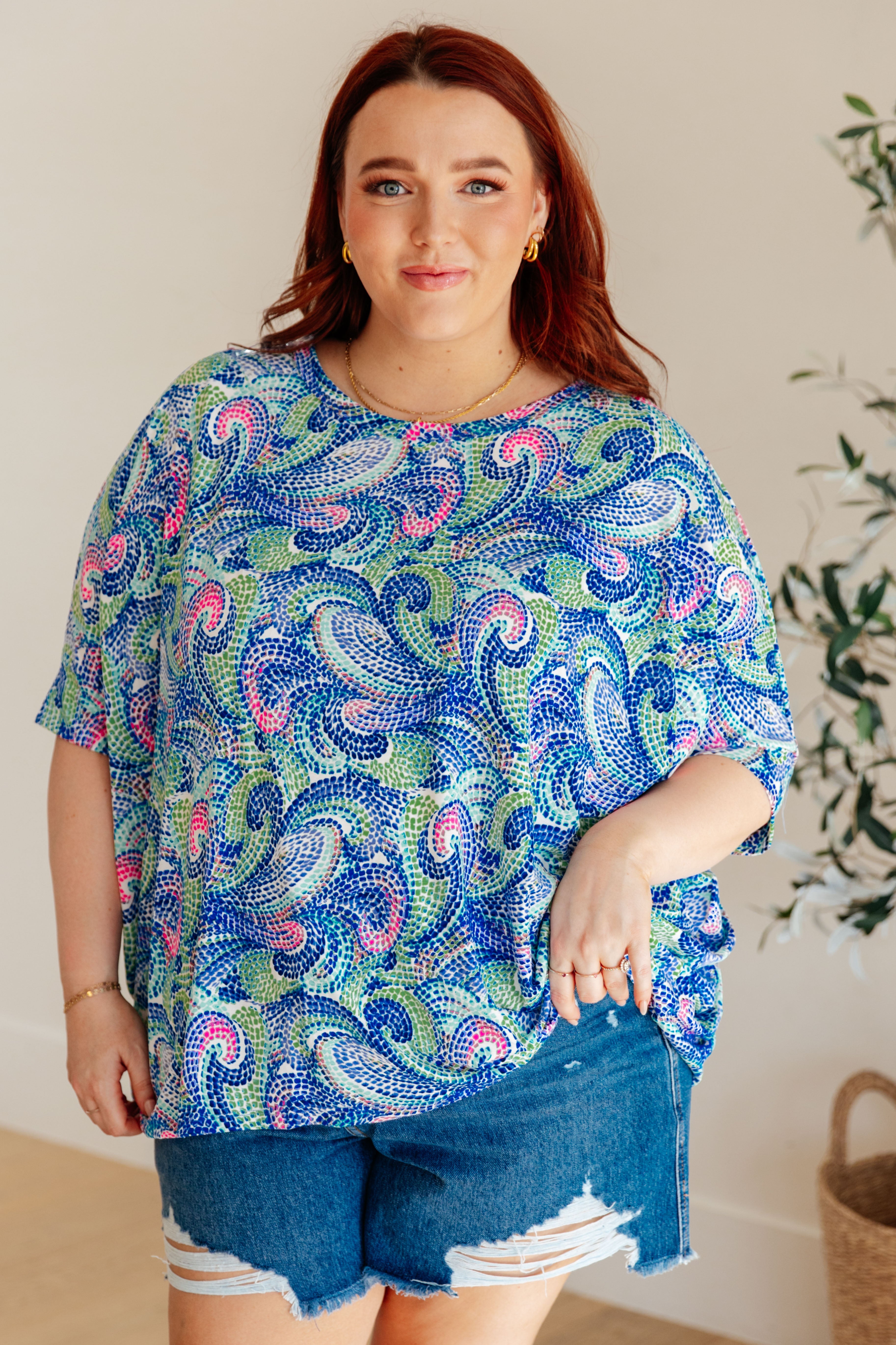 Essential Blouse in Painted Blue Mix