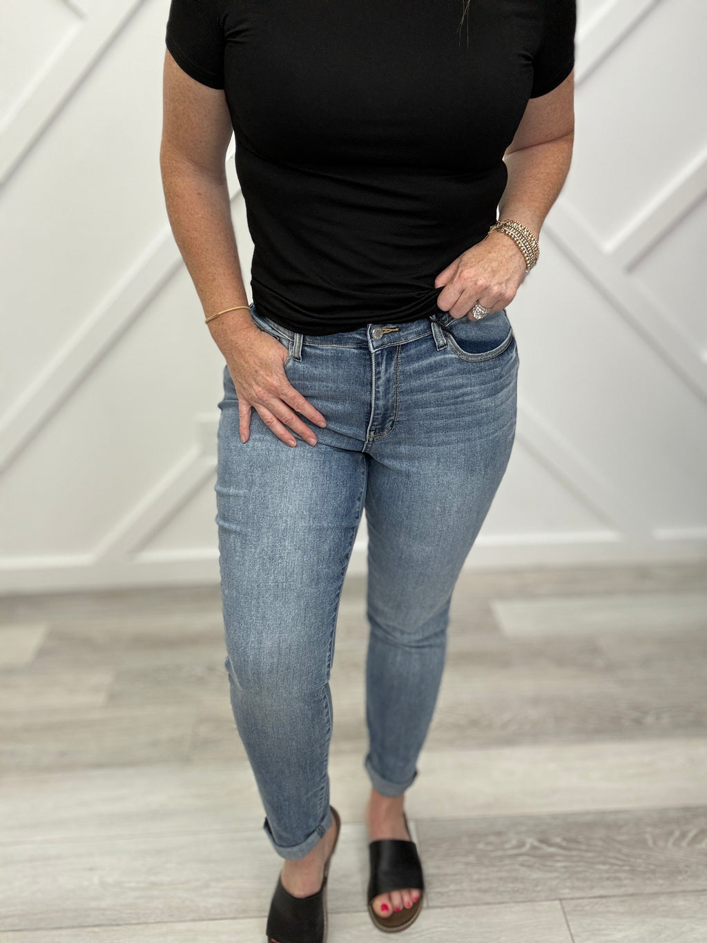 A Slice of Heaven Judy Blue Full Size Cuffed Hem Slim Jeans