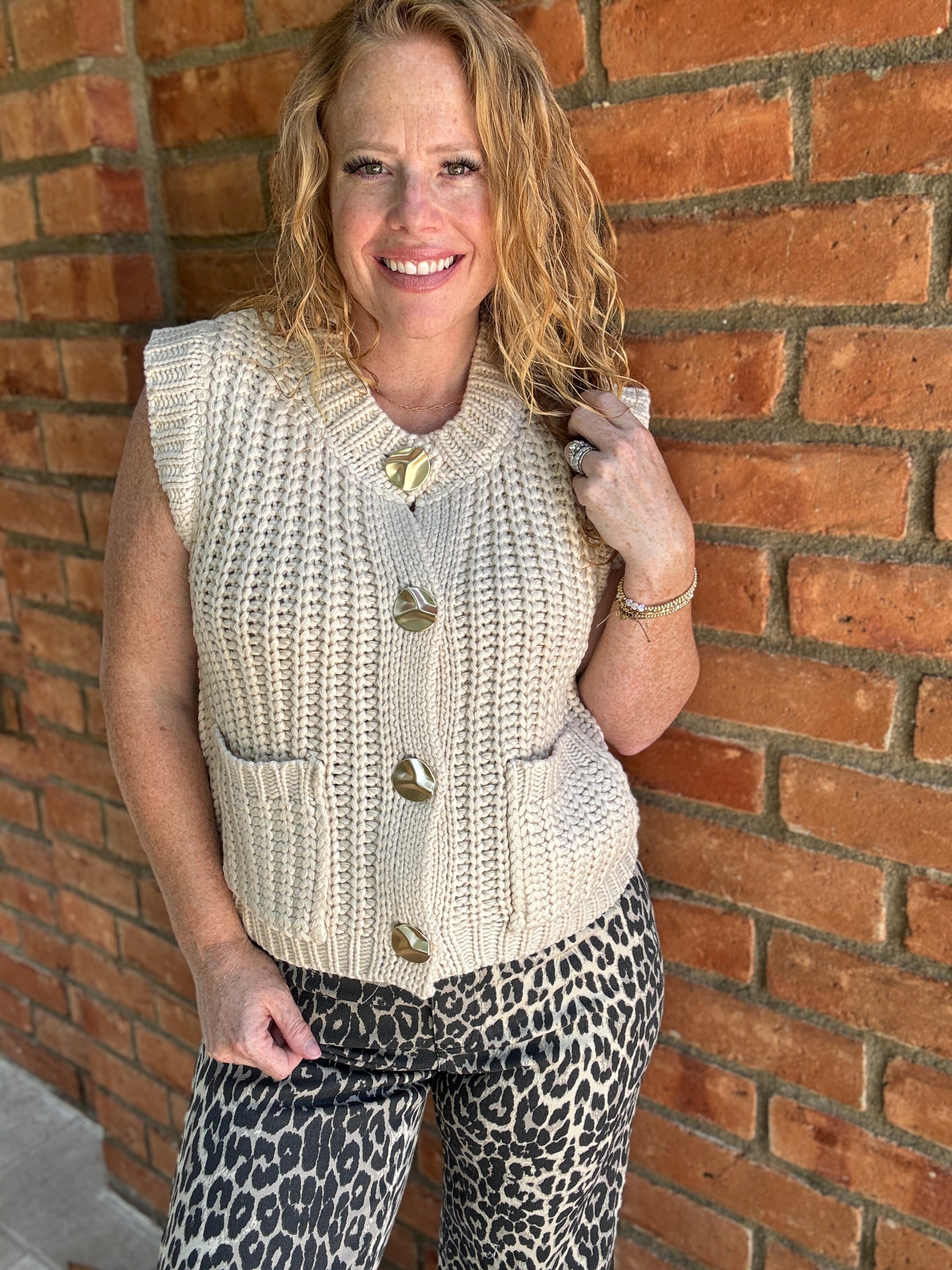 Elevated Sleeveless Button Sweater