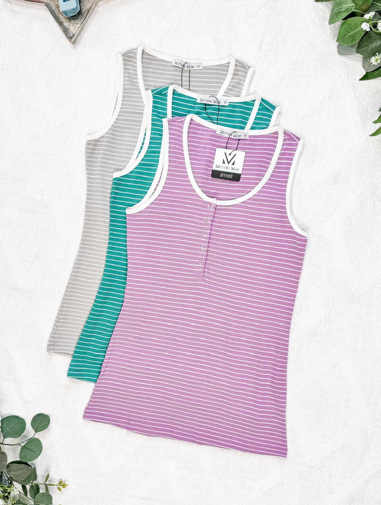 IN STOCK Shiloh Button Snap Tank - Green