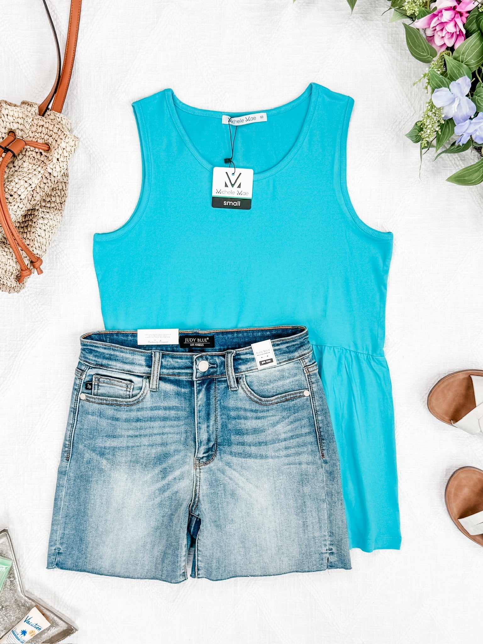 IN STOCK Renee Ruffle Tank - Ocean Blue