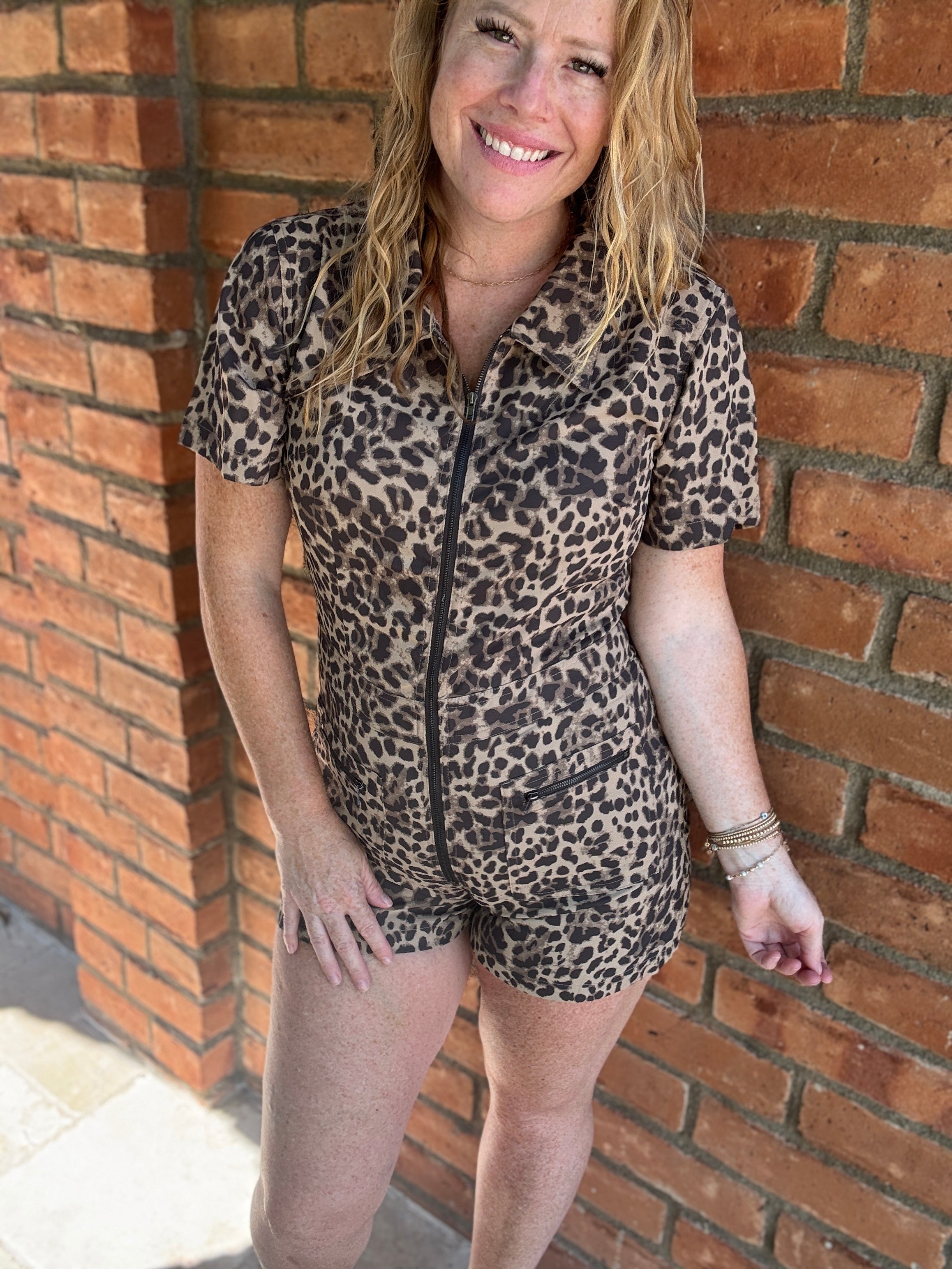 Short Sleeve Leopard Romper by Sew In Love