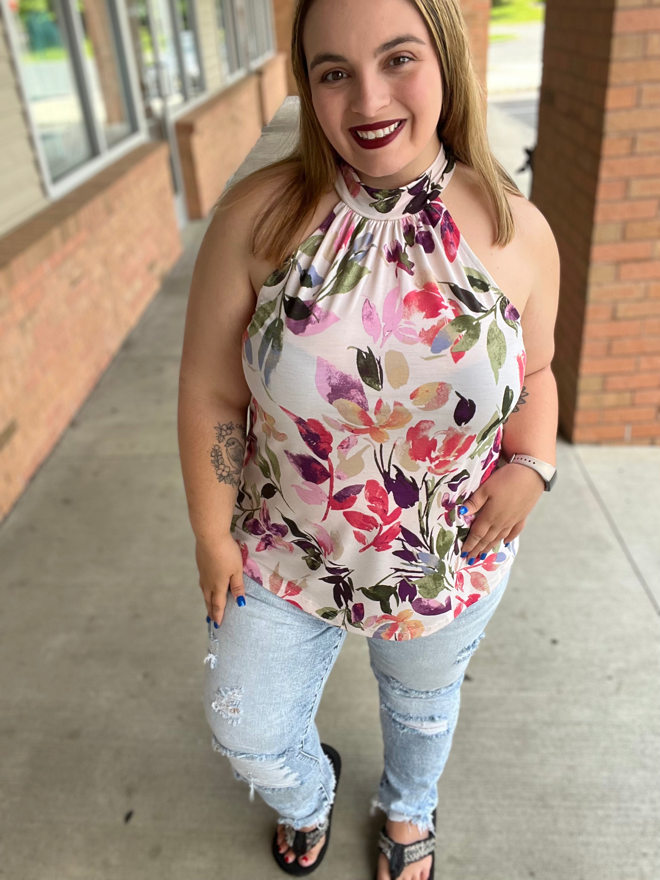 Feeling Lovely Floral Halter Blouse