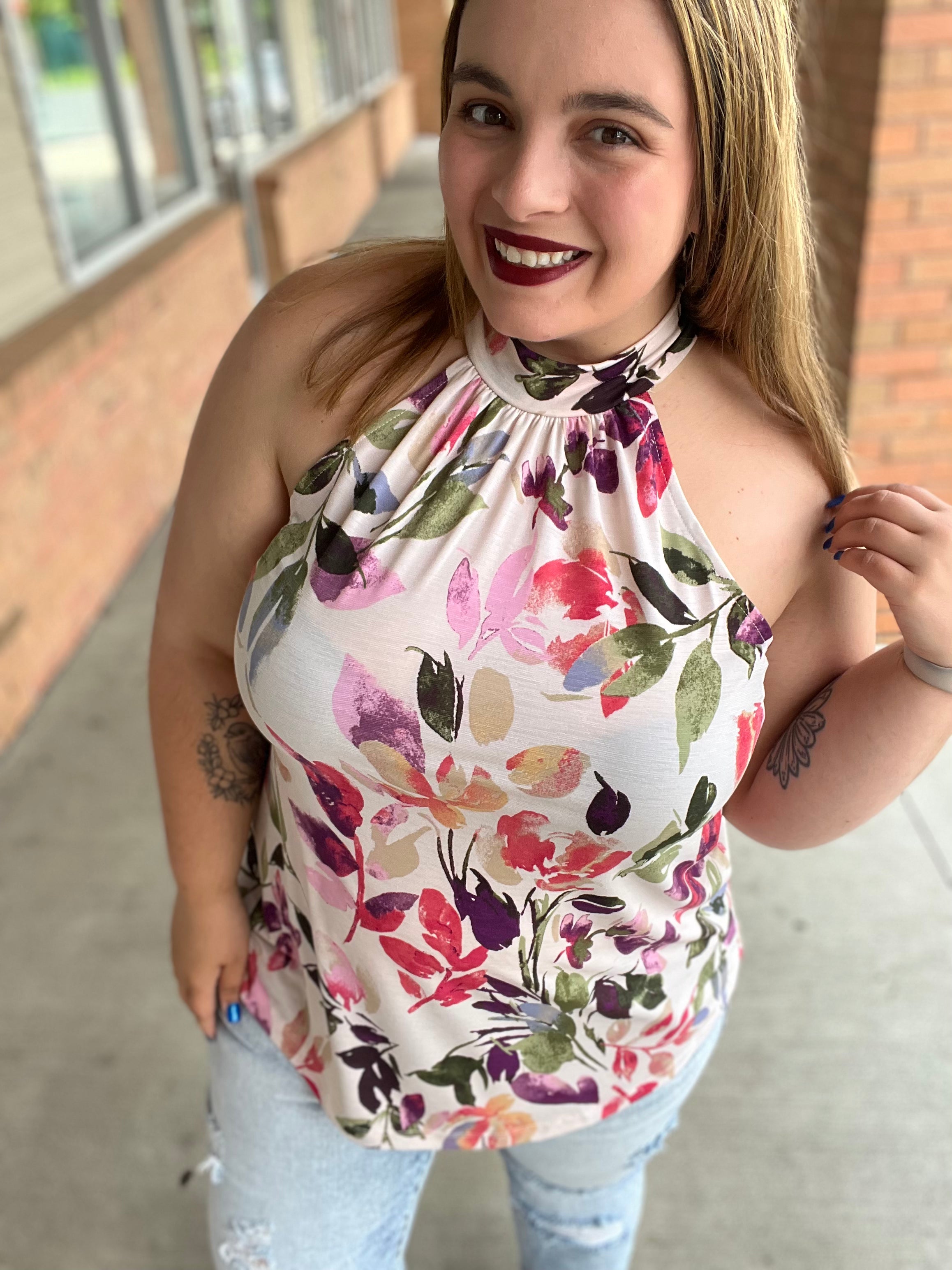 Feeling Lovely Floral Halter Blouse