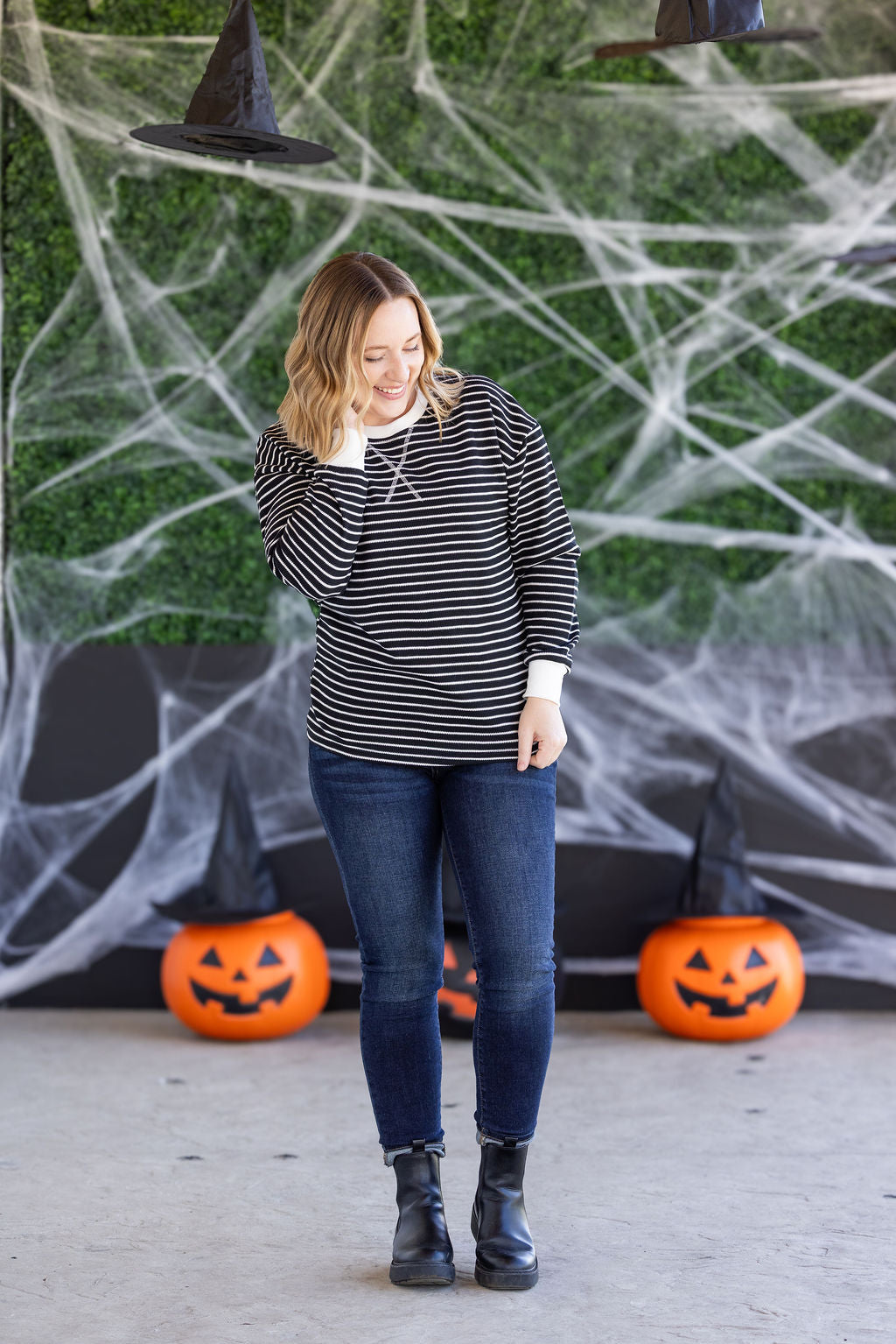 IN STOCK Lola Striped Thermal Top - Black