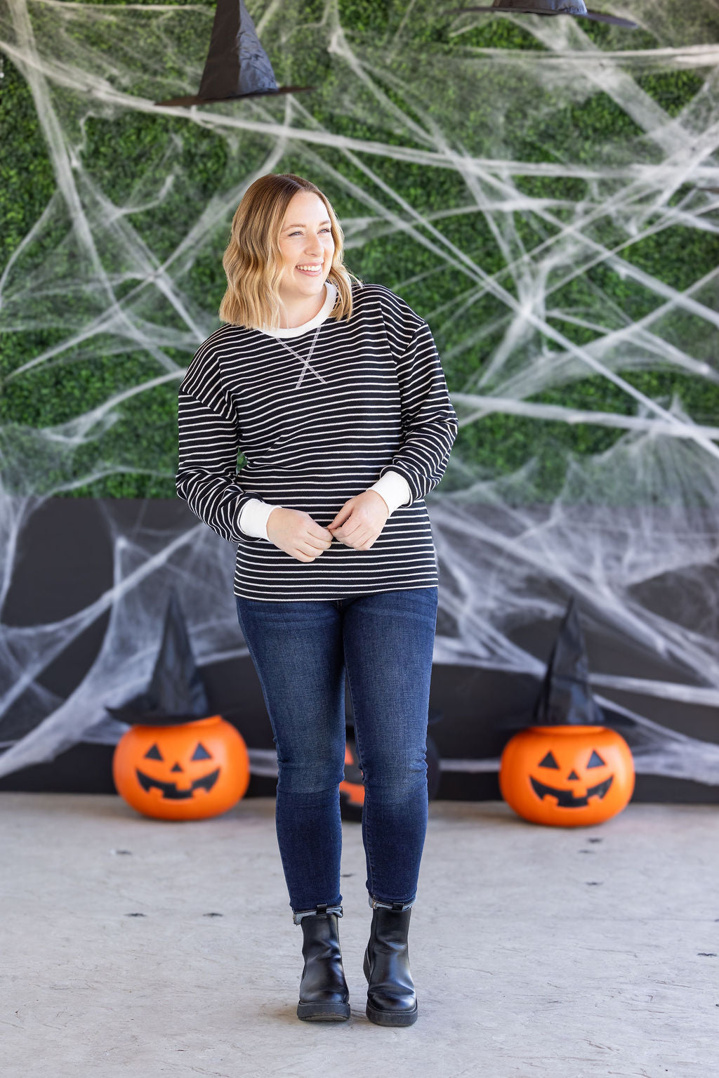 IN STOCK Lola Striped Thermal Top - Black