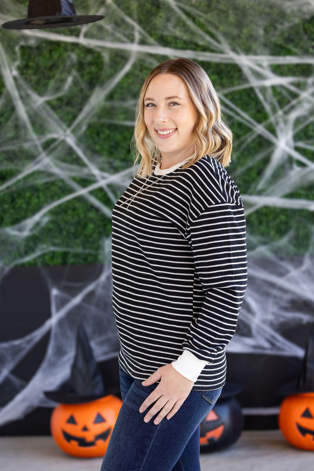 IN STOCK Lola Striped Thermal Top - Black