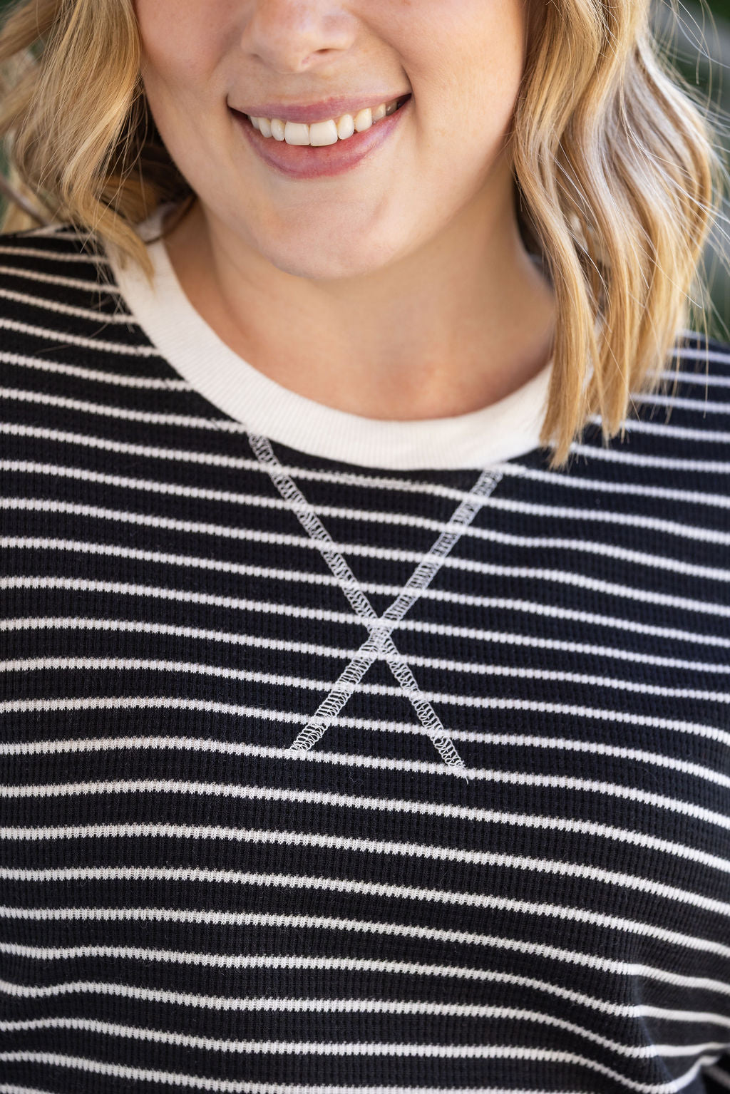 IN STOCK Lola Striped Thermal Top - Black