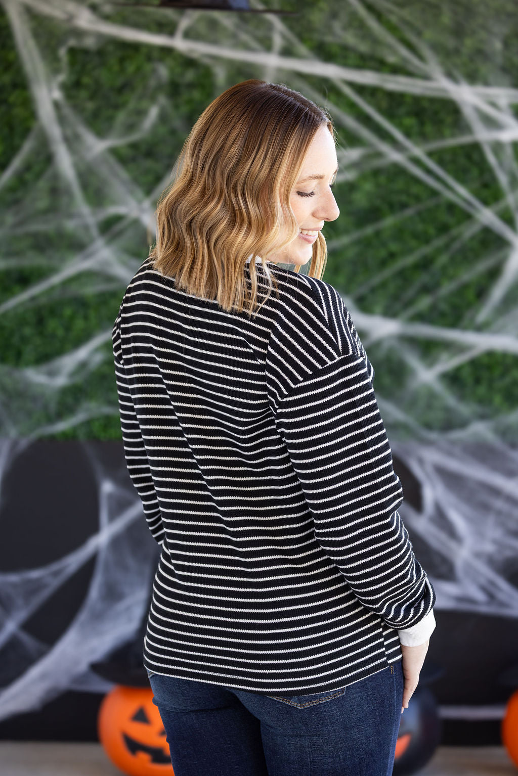 IN STOCK Lola Striped Thermal Top - Black