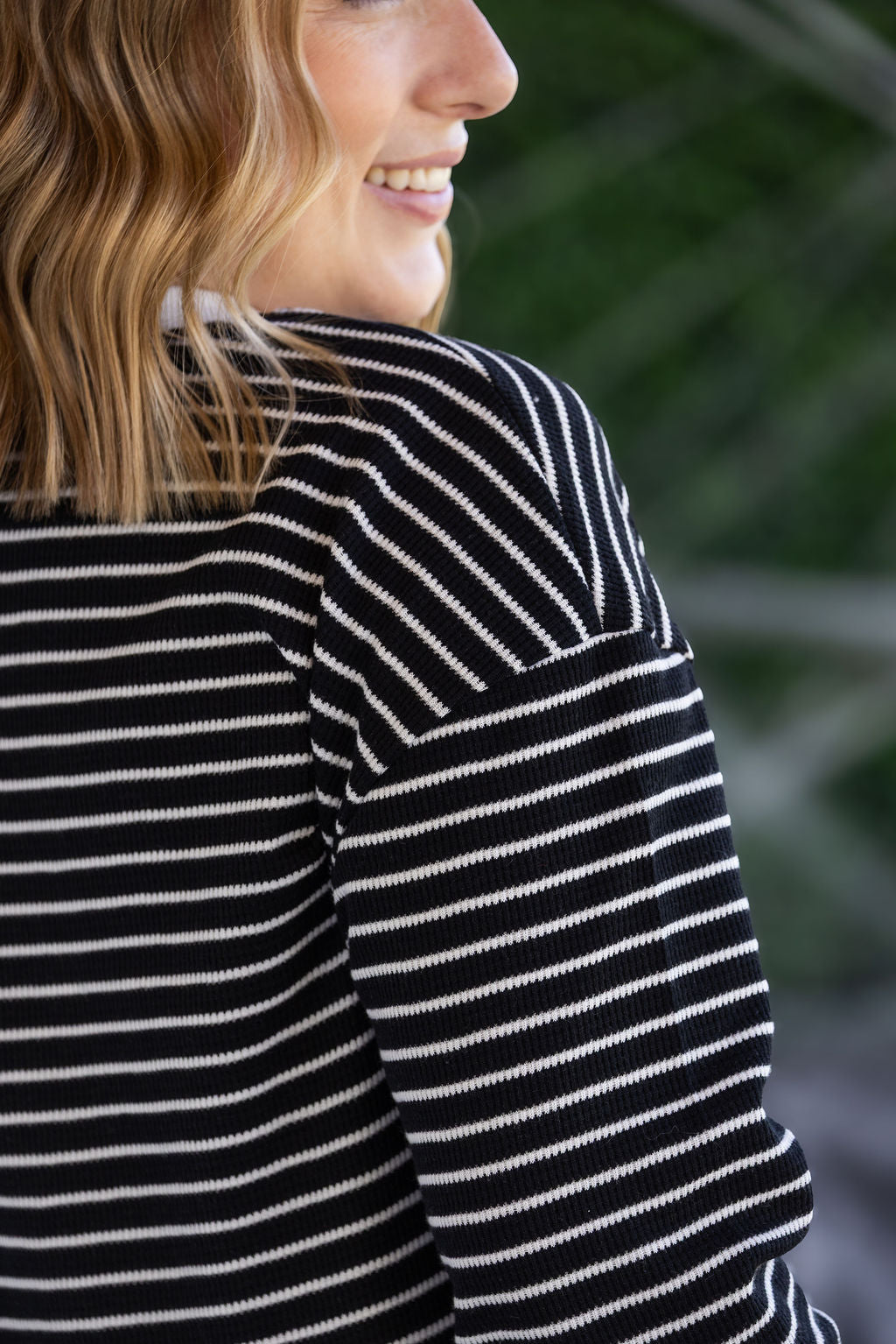 IN STOCK Lola Striped Thermal Top - Black