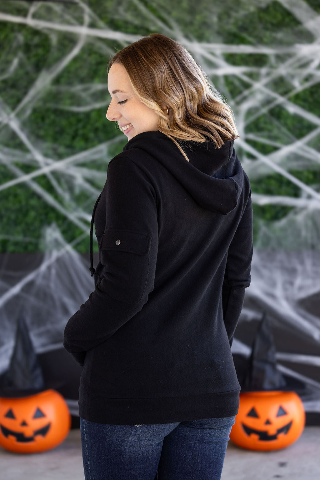 IN STOCK Pixie Pocket Halfzip Hoodie - Black FINAL SALE