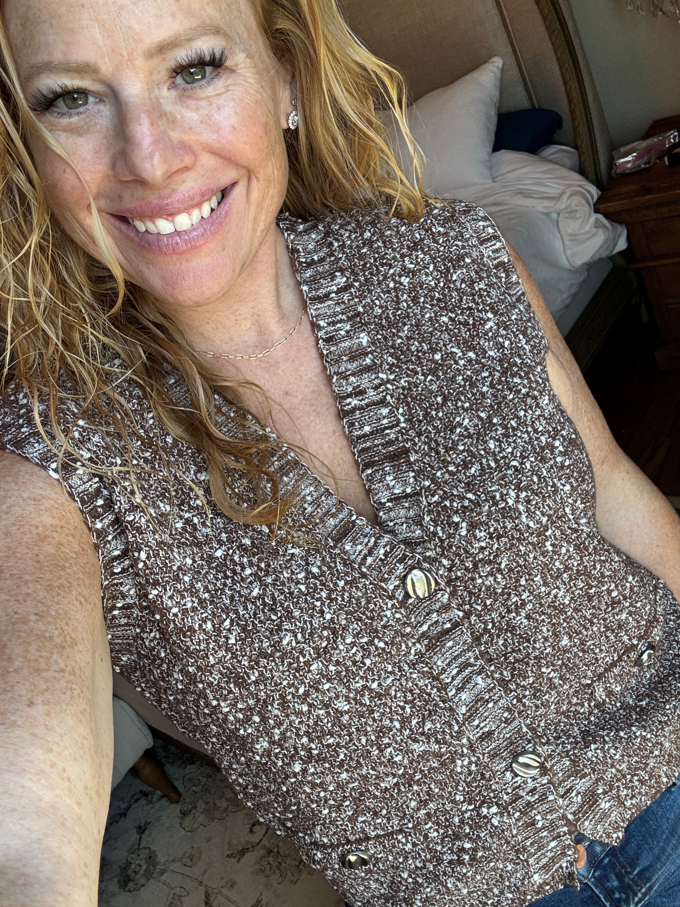 Sleeveless Vneck Vest by White Birch