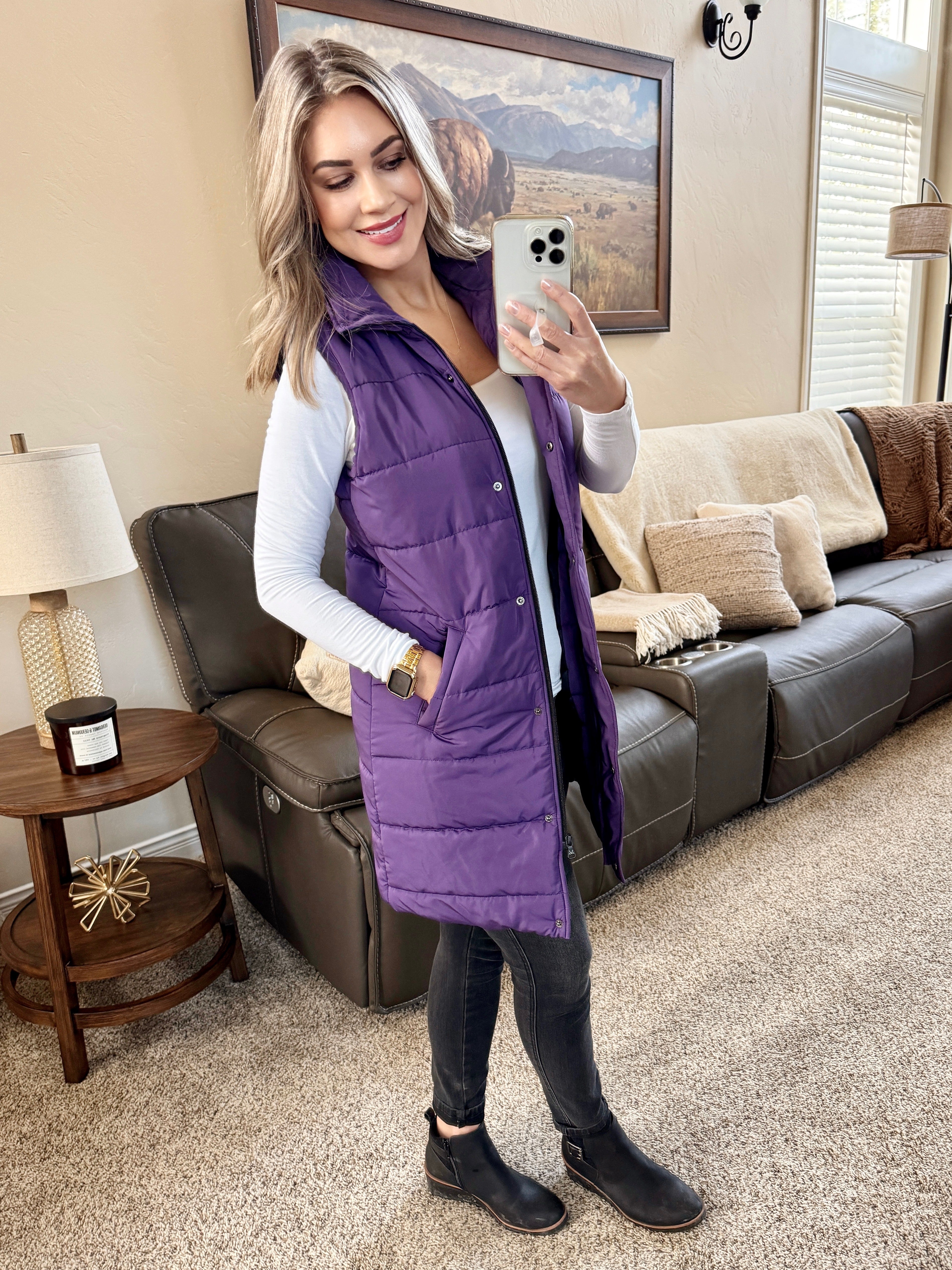 IN STOCK Harlow Long Vest - Purple