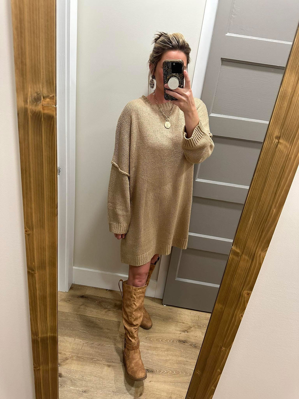 Oversize Drop Shoulder Slouchy Sweater Dress