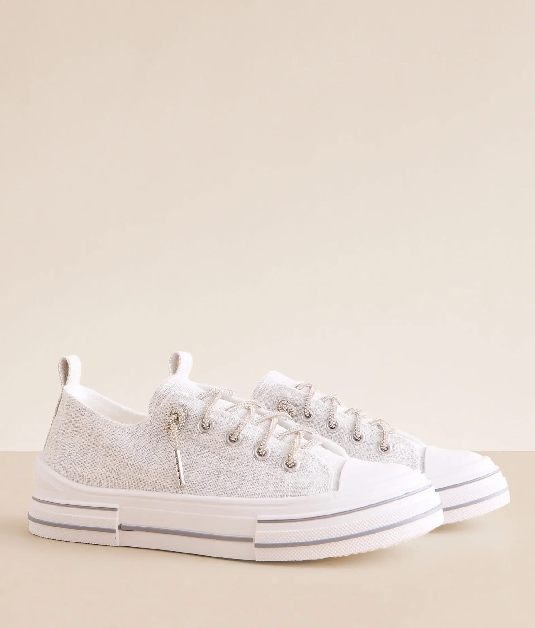 Aman Sparkle White Slip On Sneaker