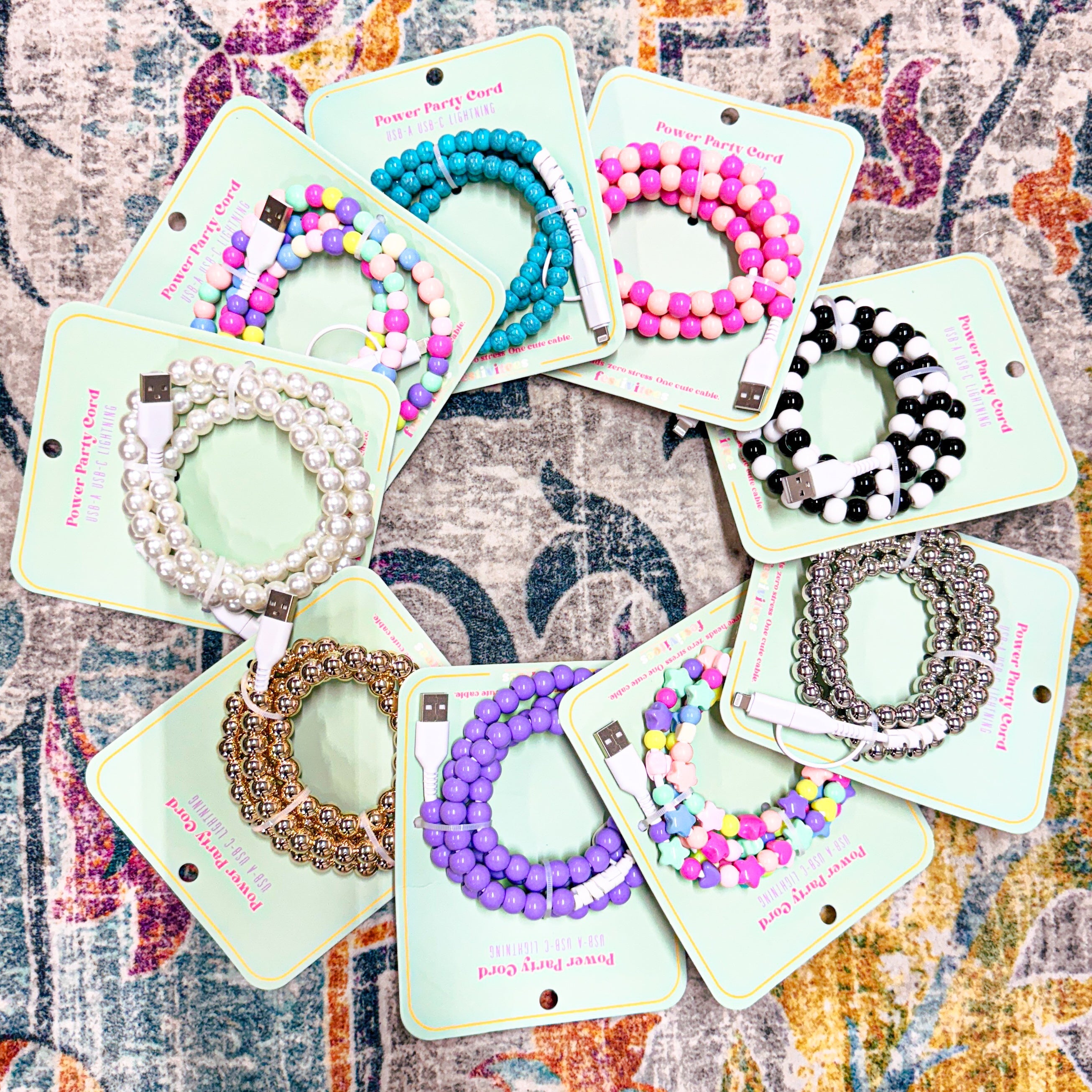 Beaded Phone Chargers USB/USB-C/Lightning