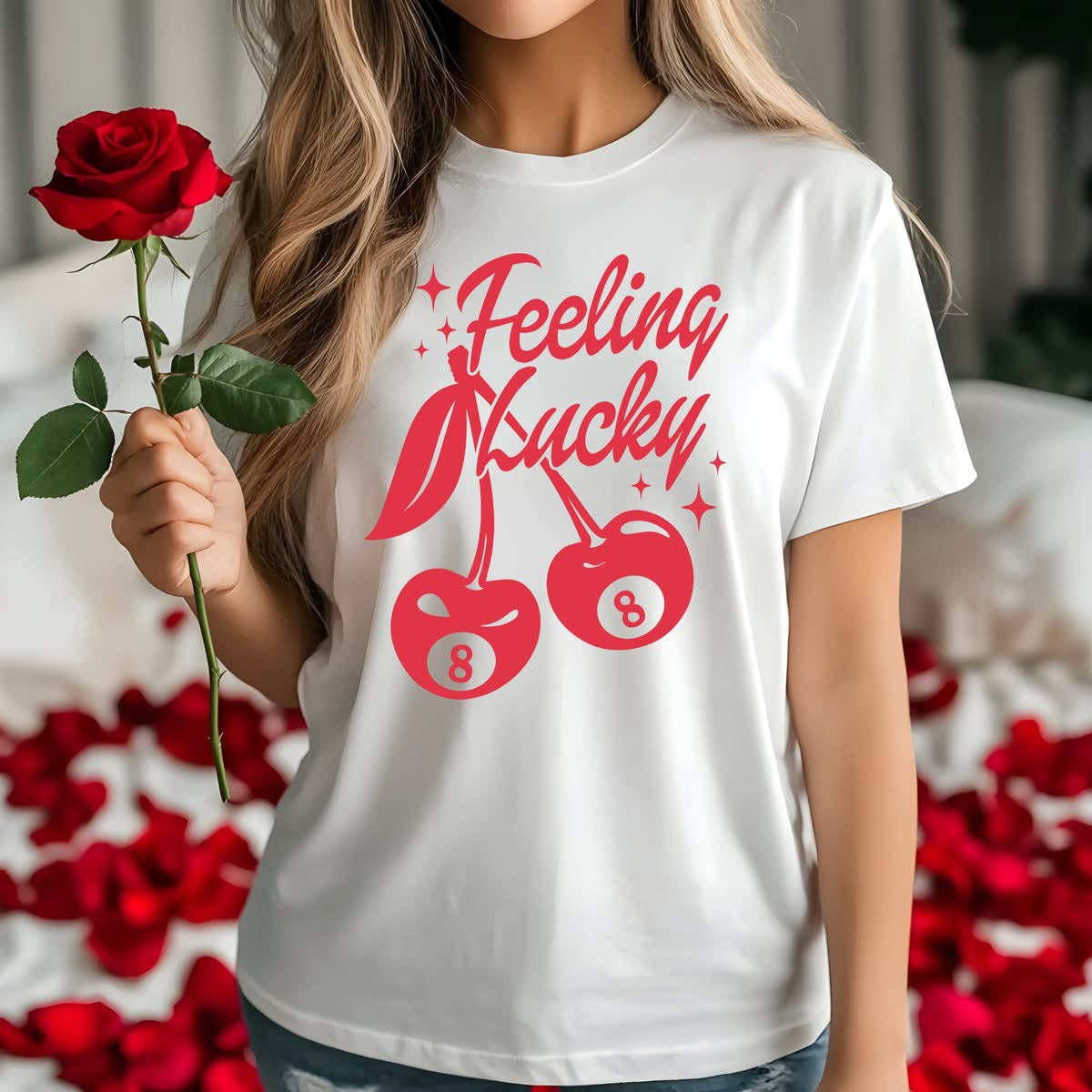 Feeling Lucky Tee & Crewneck Graphic Top