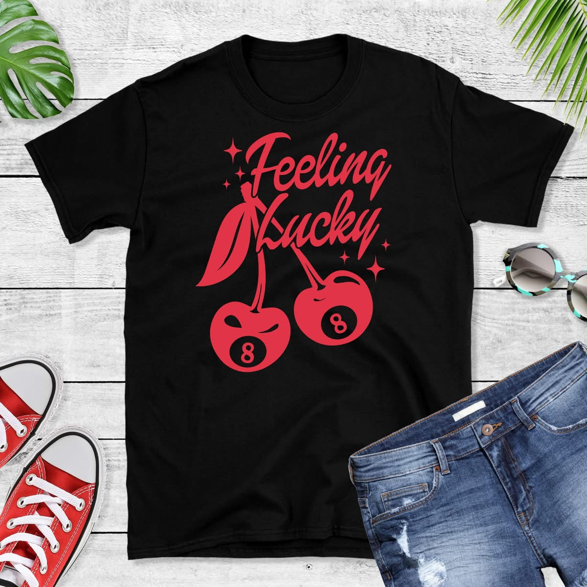 Feeling Lucky Tee & Crewneck Graphic Top