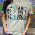 Western Mama Cow And Leopard Graphic Tee