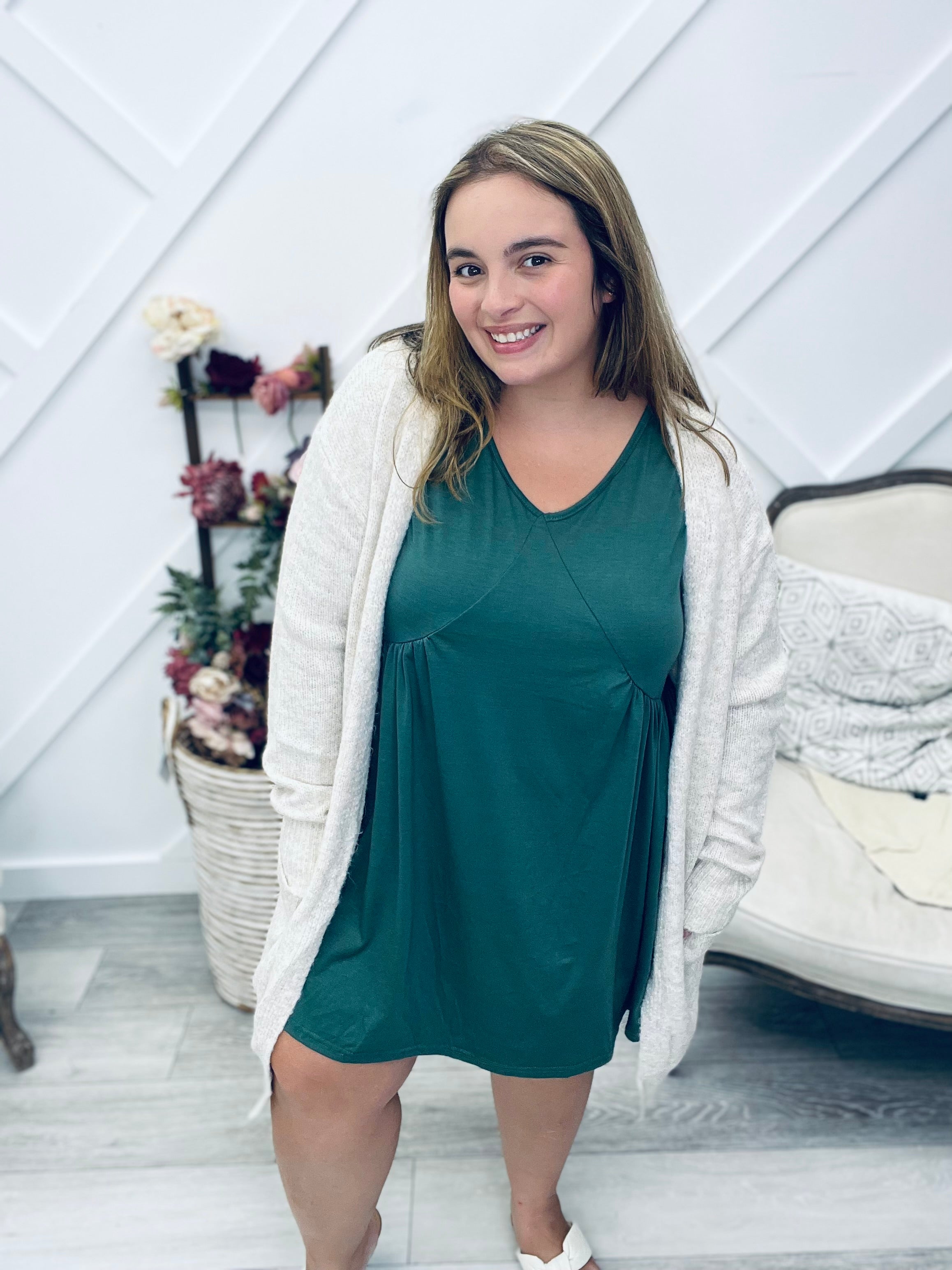 Ruched V-Neck Sleeveless Mini Dress