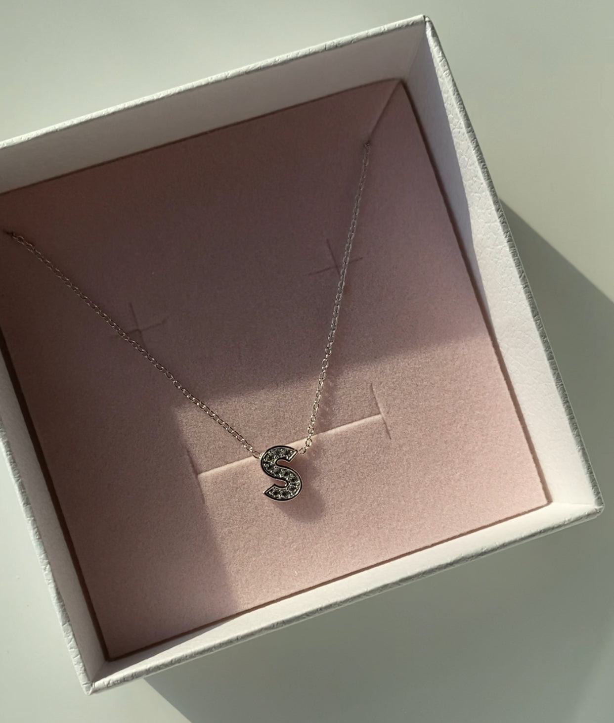 Custom Impression Initial Necklace (Water Resistant & Pave Crystal)