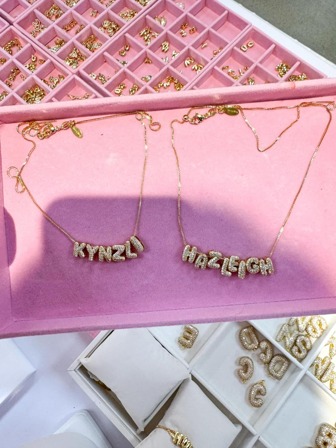 Gold Filled Slider Bar Necklace for Bubble Letters