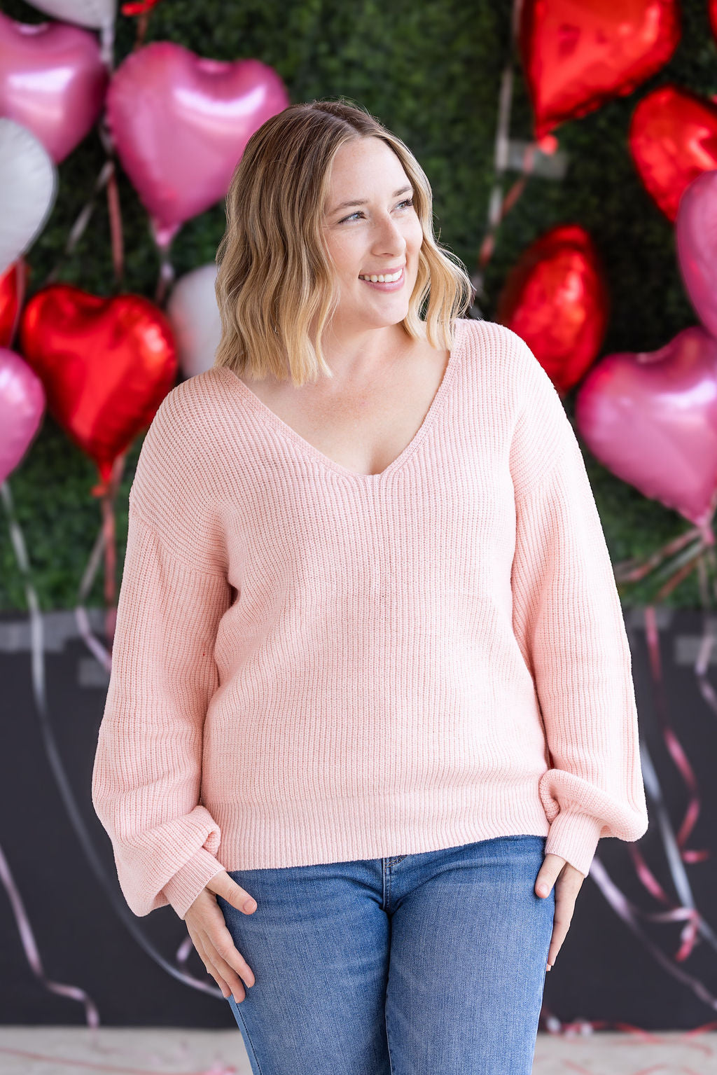 IN STOCK Bethany Bow Knit Sweater - Light Pink