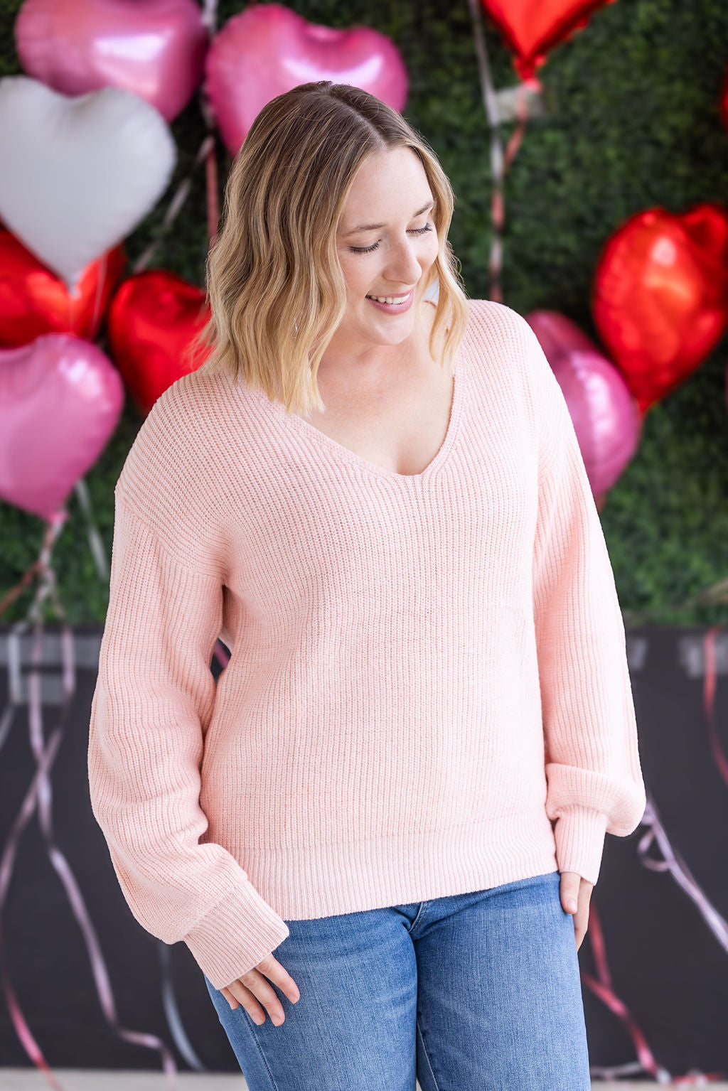 IN STOCK Bethany Bow Knit Sweater - Light Pink