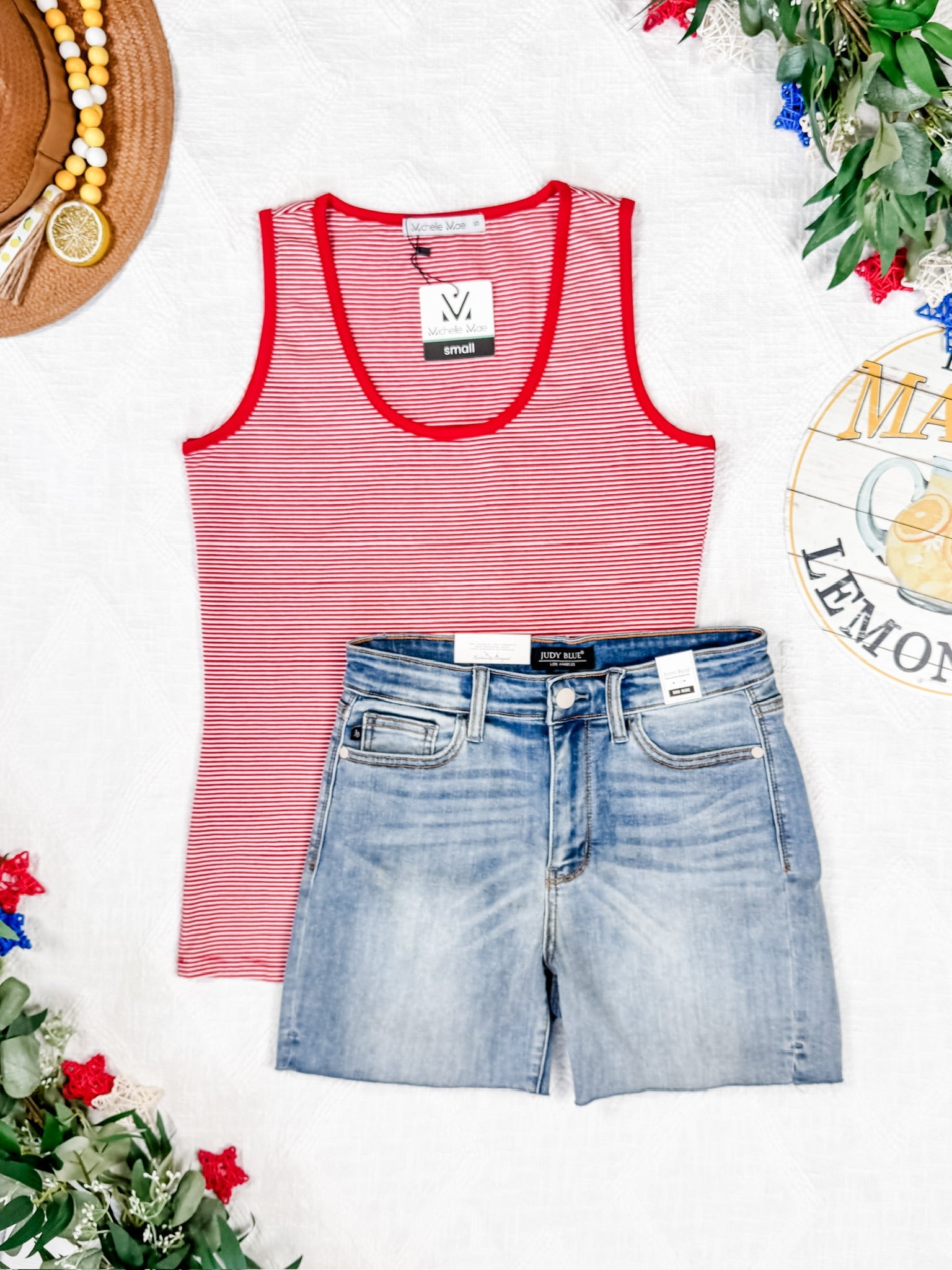 IN STOCK Micro Striped Tank - Red