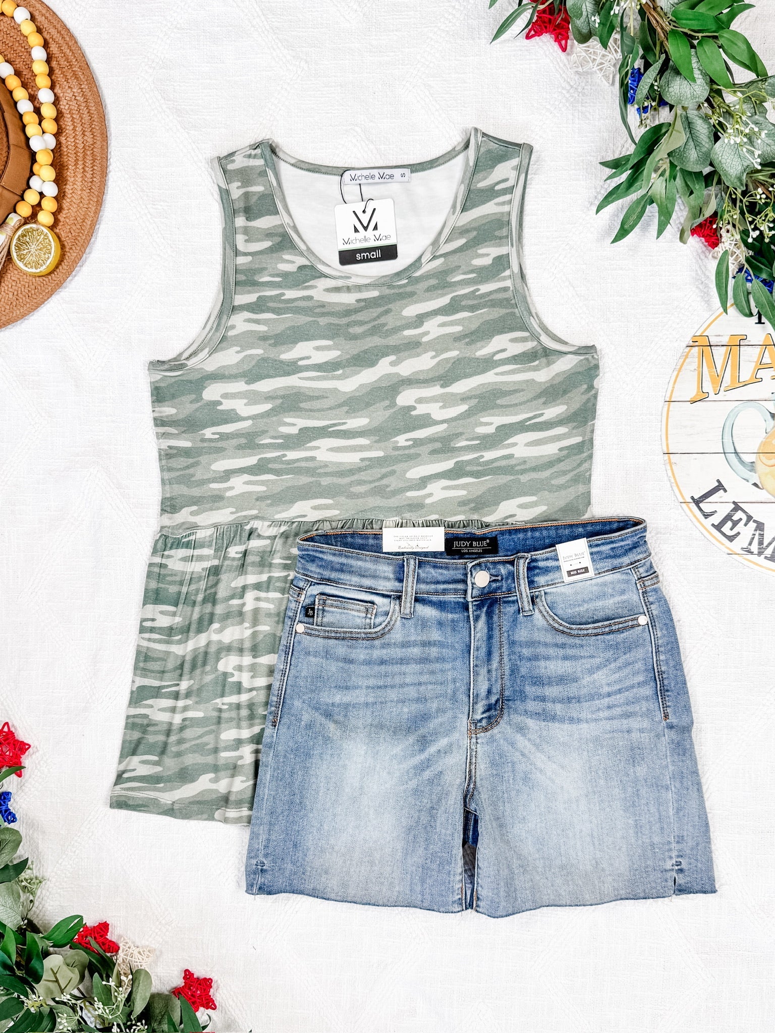 IN STOCK Renee Ruffle Tank Top - Camo