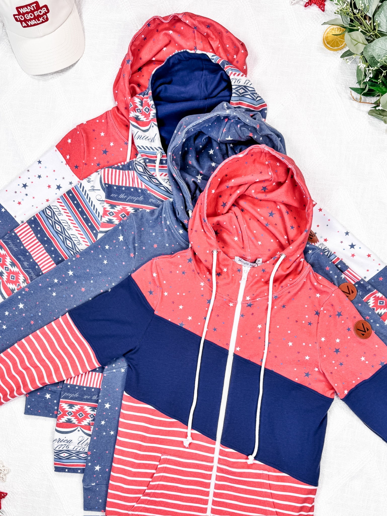 IN STOCK Colorblock Fullzip - Liberty Stars, Navy, and Stripes Trio